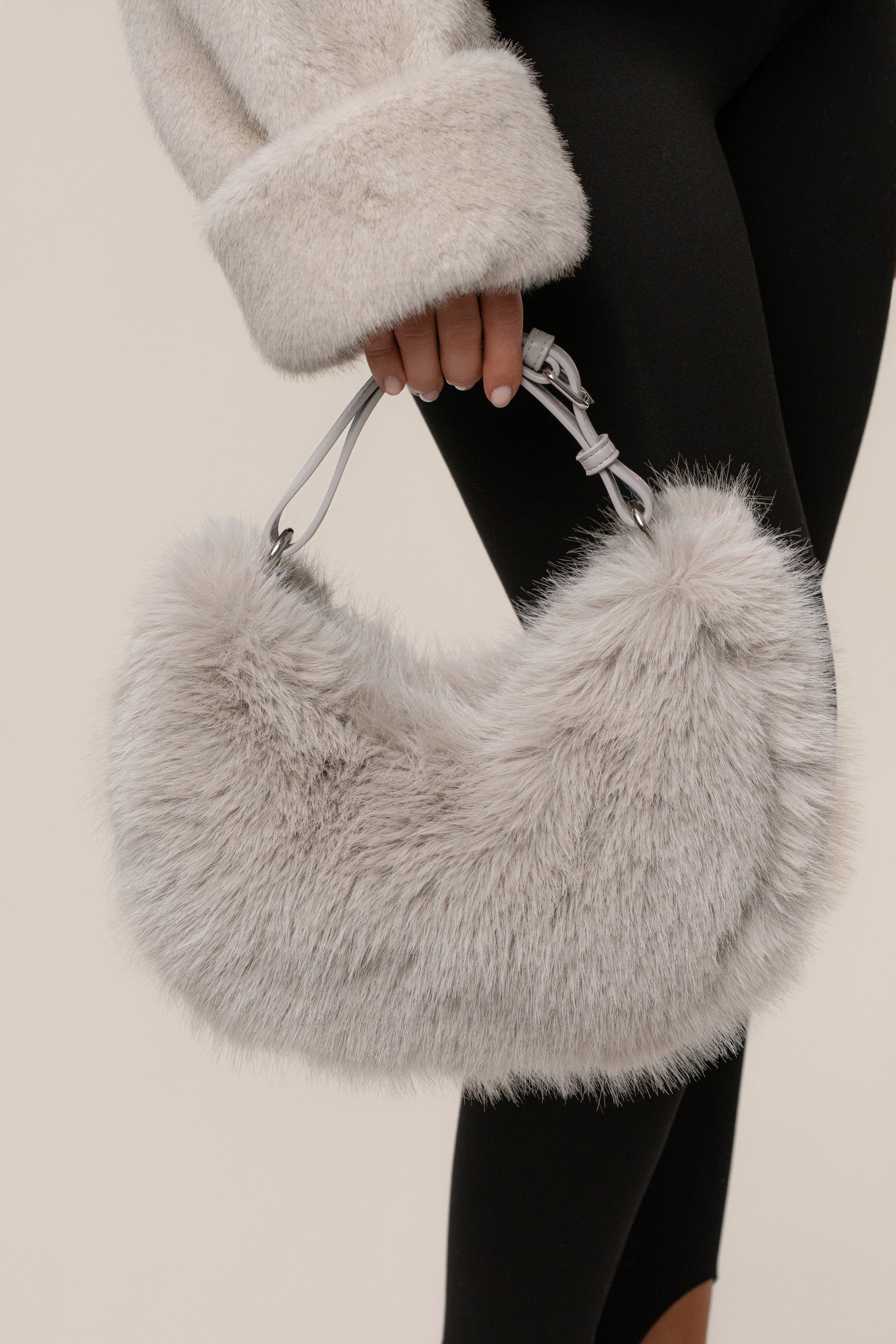Taupe Soft Season Faux Fur Bag