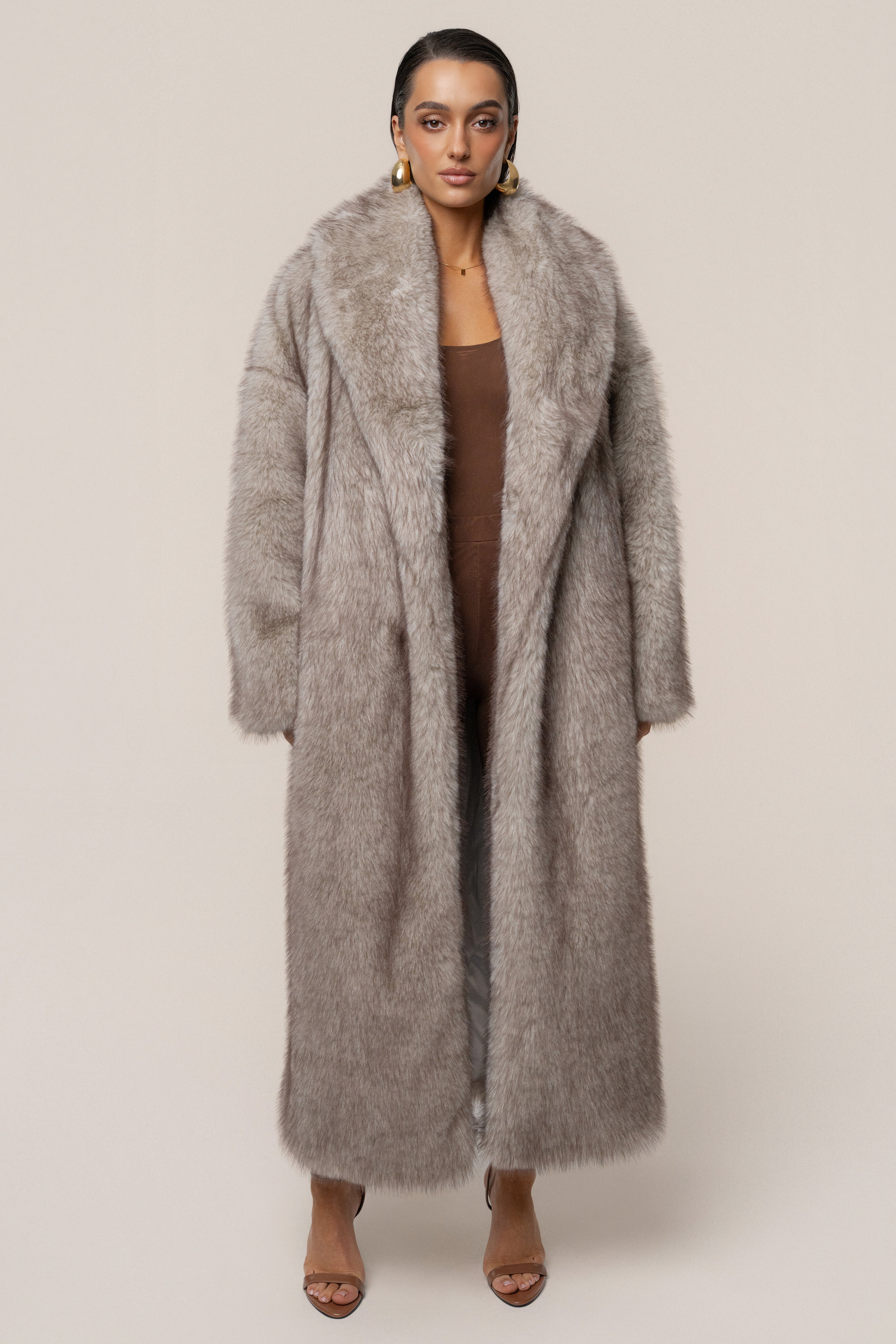 PRE-ORDER Ivory/Brown Aspen Days Faux Fur Coat