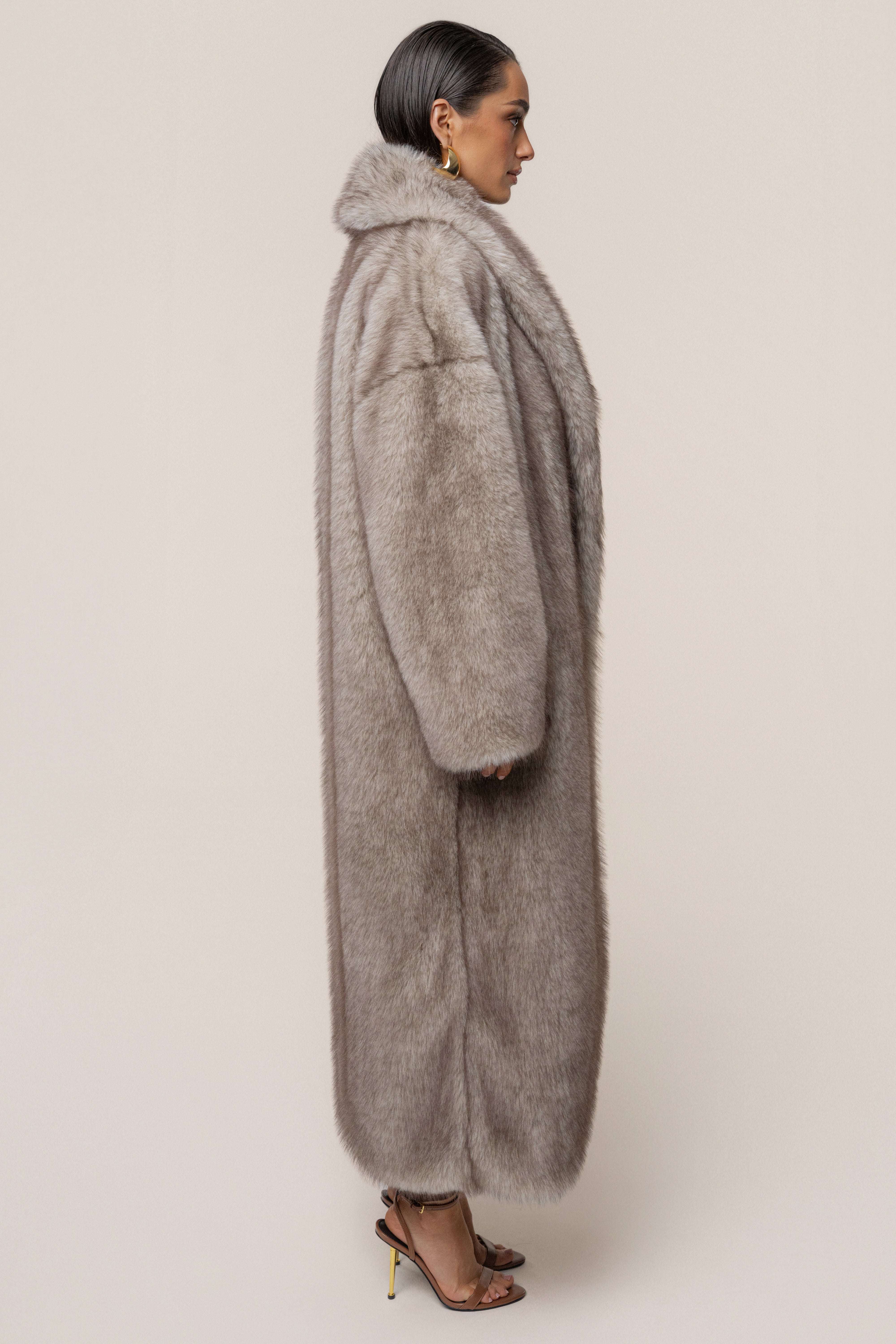 Ivory/Brown Aspen Days Faux Fur Coat