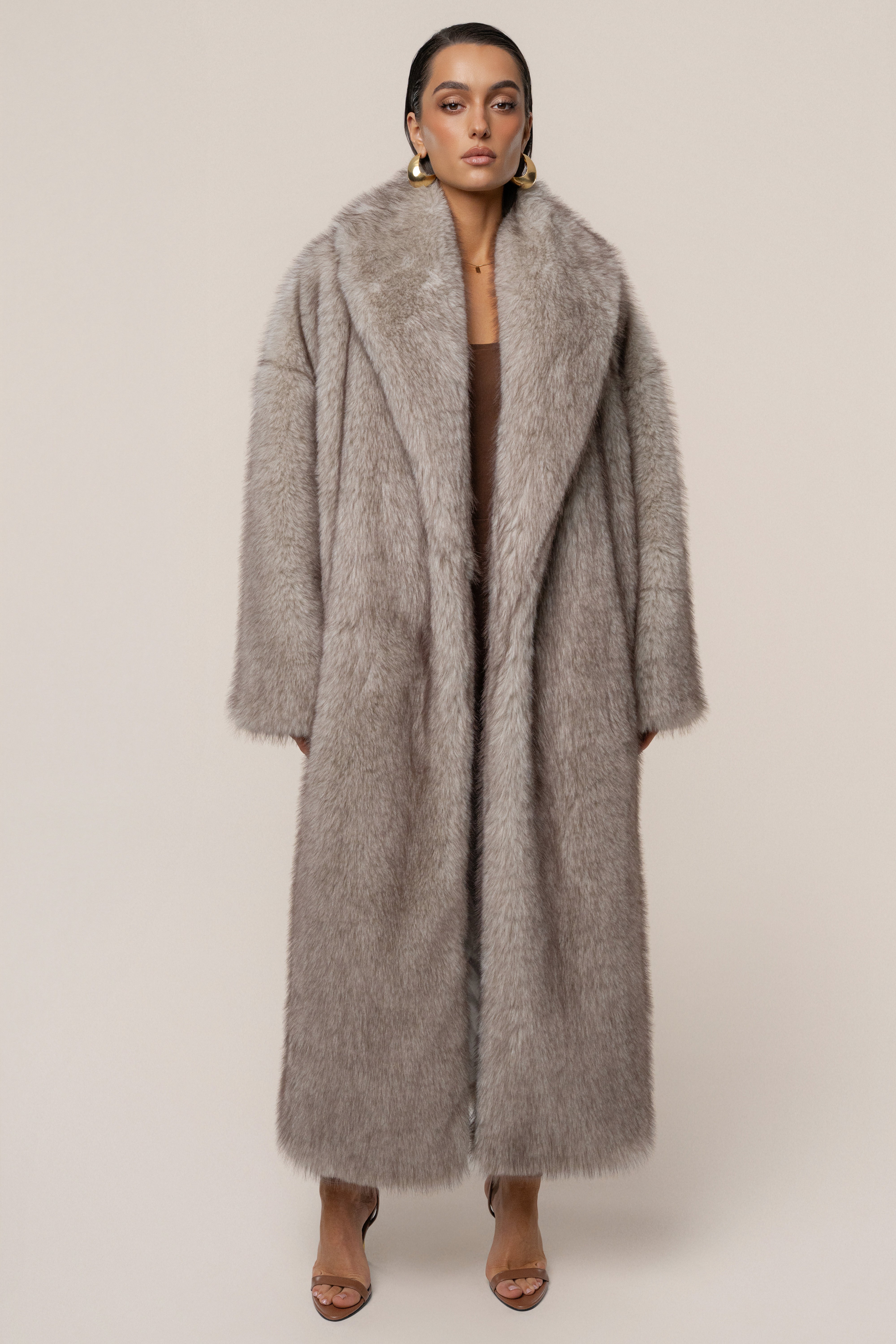 PRE-ORDER Ivory/Brown Aspen Days Faux Fur Coat - JLUXLABEL