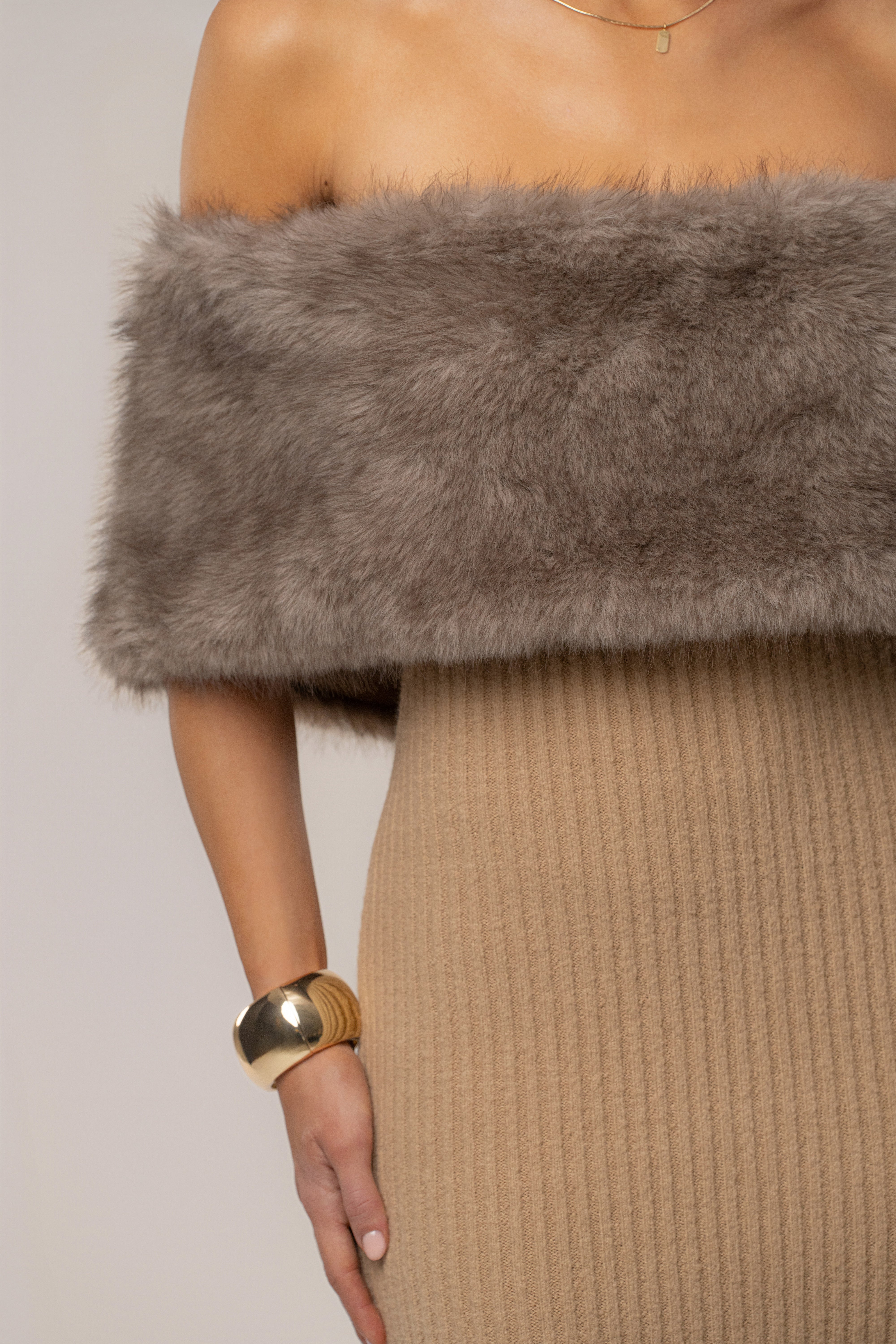 PRE-ORDER Chocolate Aspen Hour Faux Fur Dress