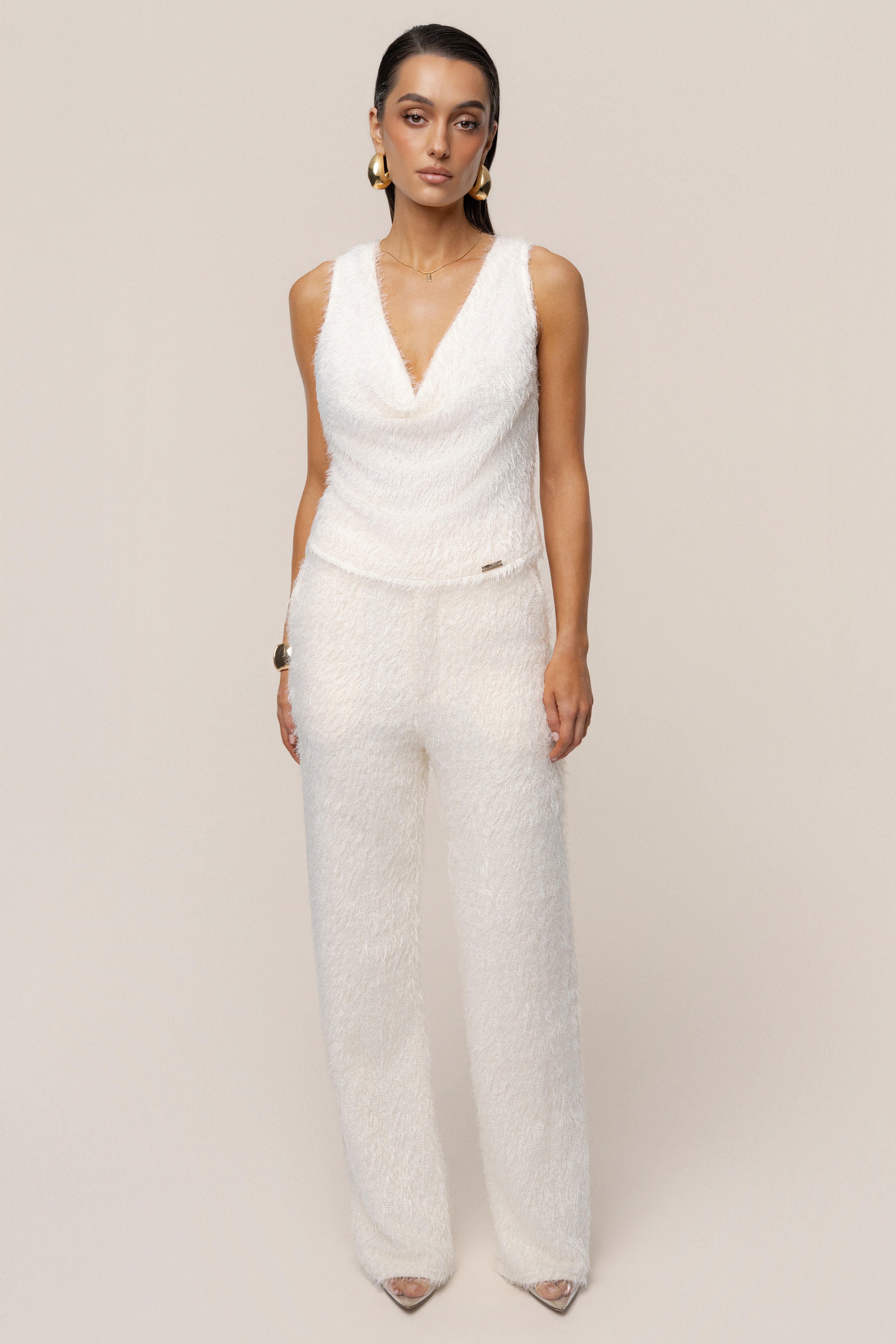 Cream Soft Talk Knit Top