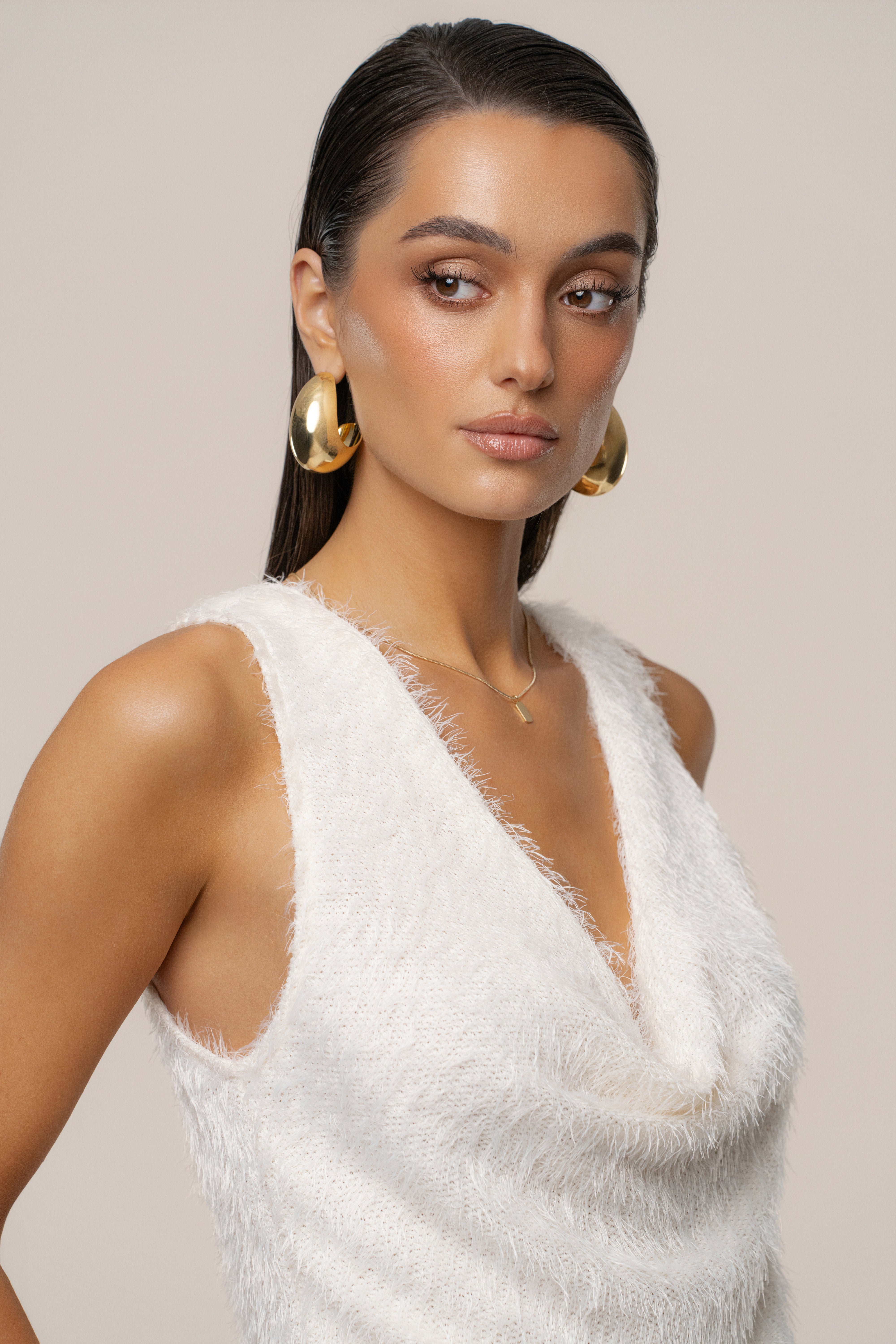 Cream Soft Talk Knit Top