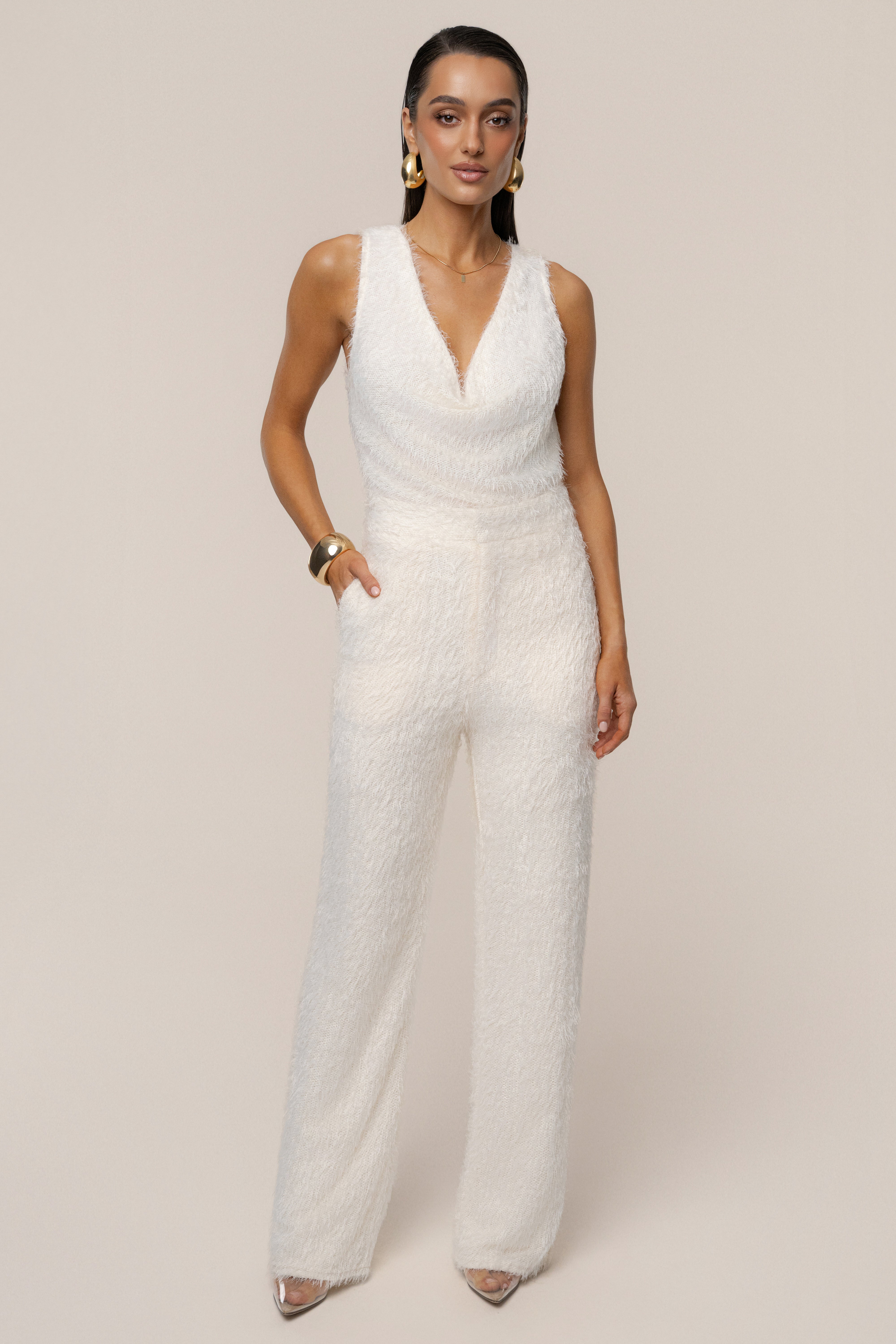 Cream Soft Talk Knit Top