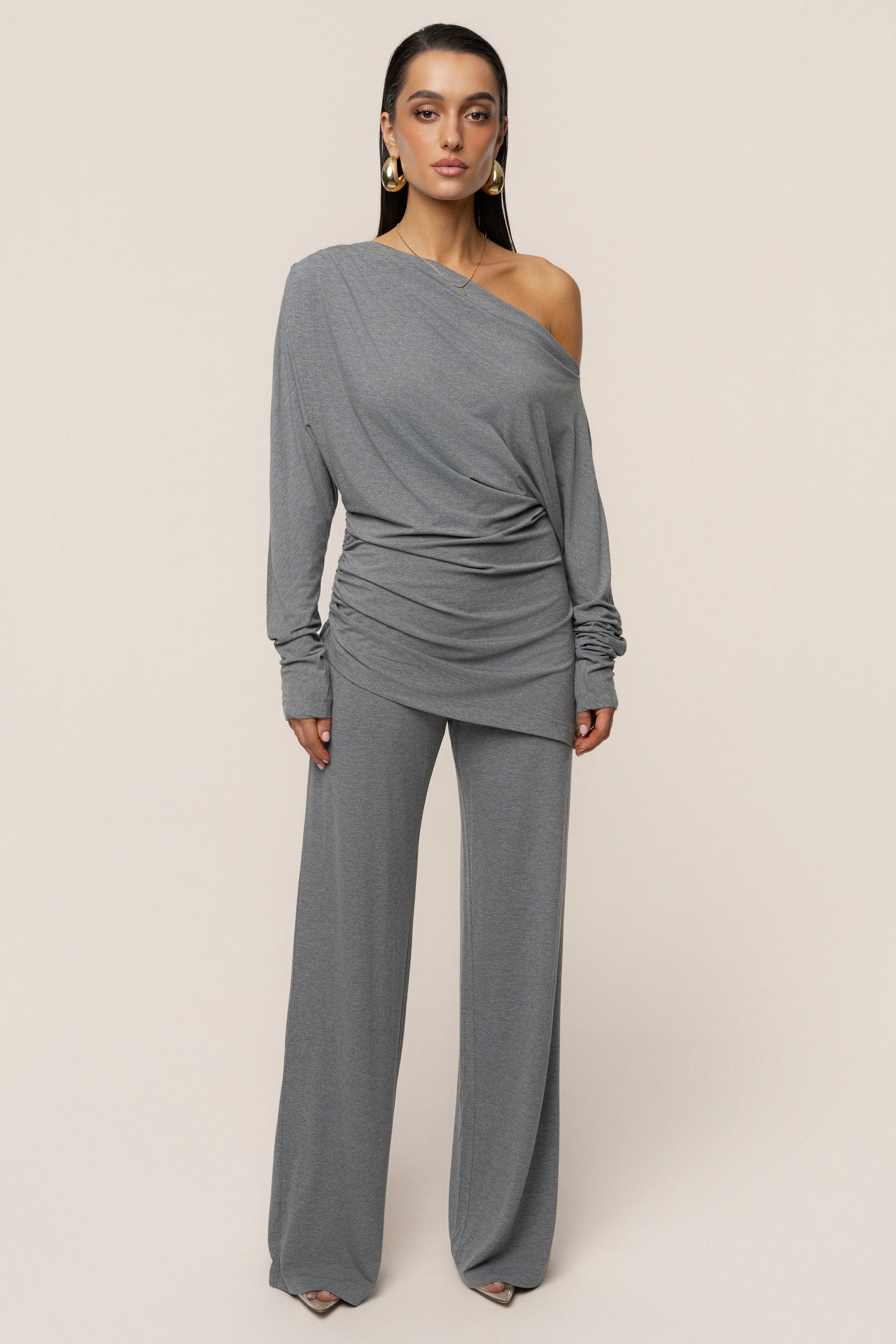 Charcoal Winter Soirée Pant Set - JLUXLABEL