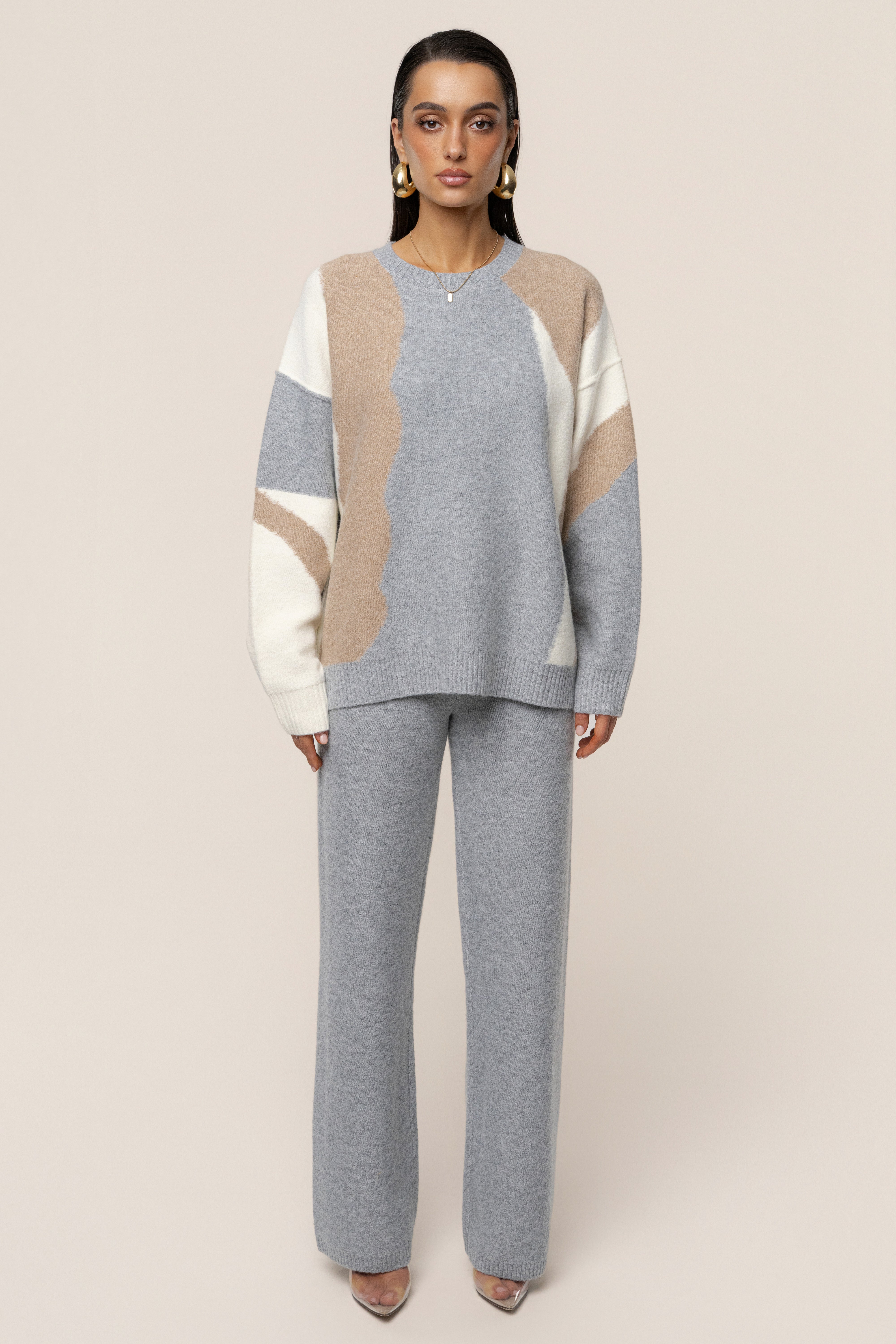 Grey Emelie Knit Pant Set