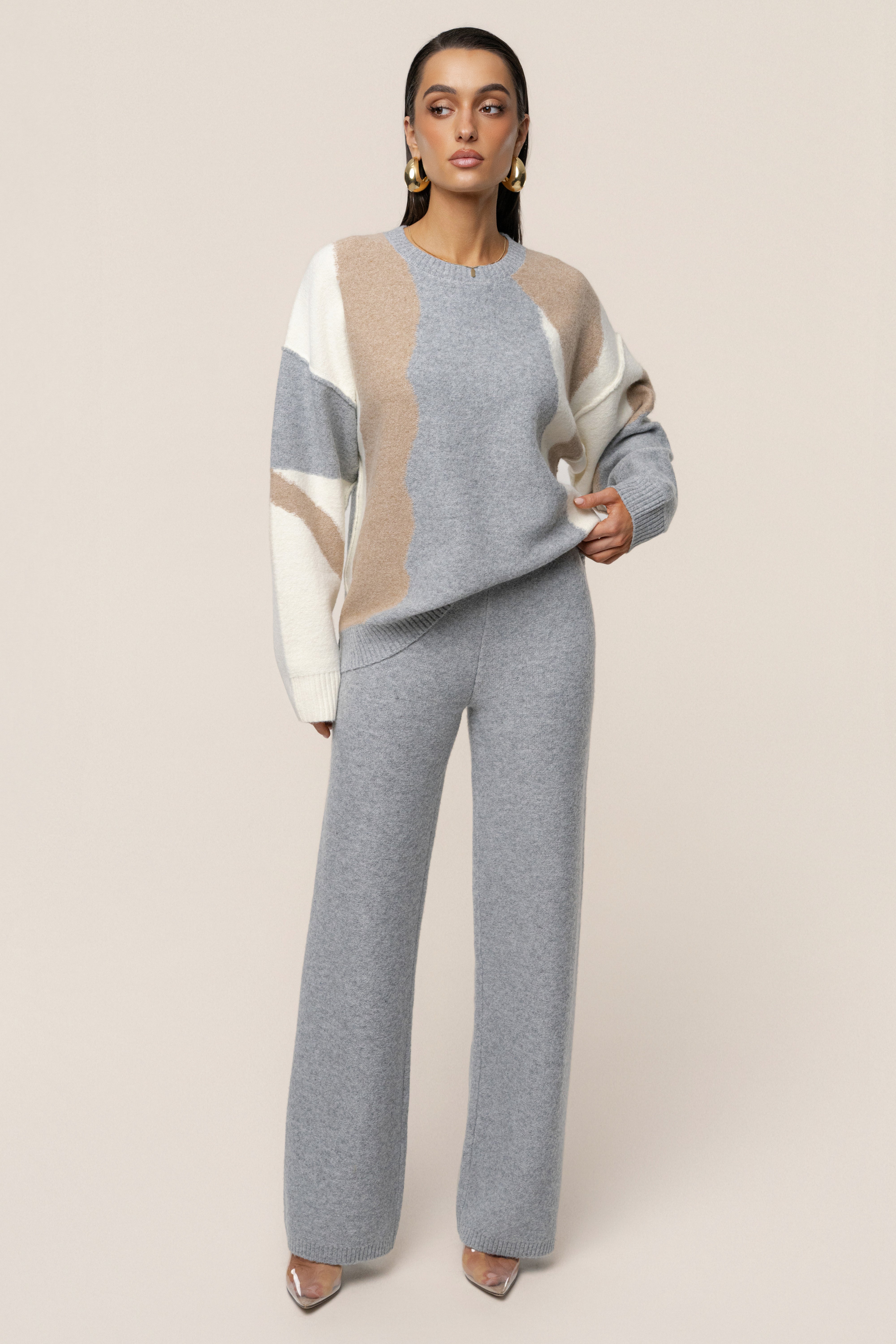 L'Appartement KNIT PANTS グレー Grey Emelie Knit Pant Set