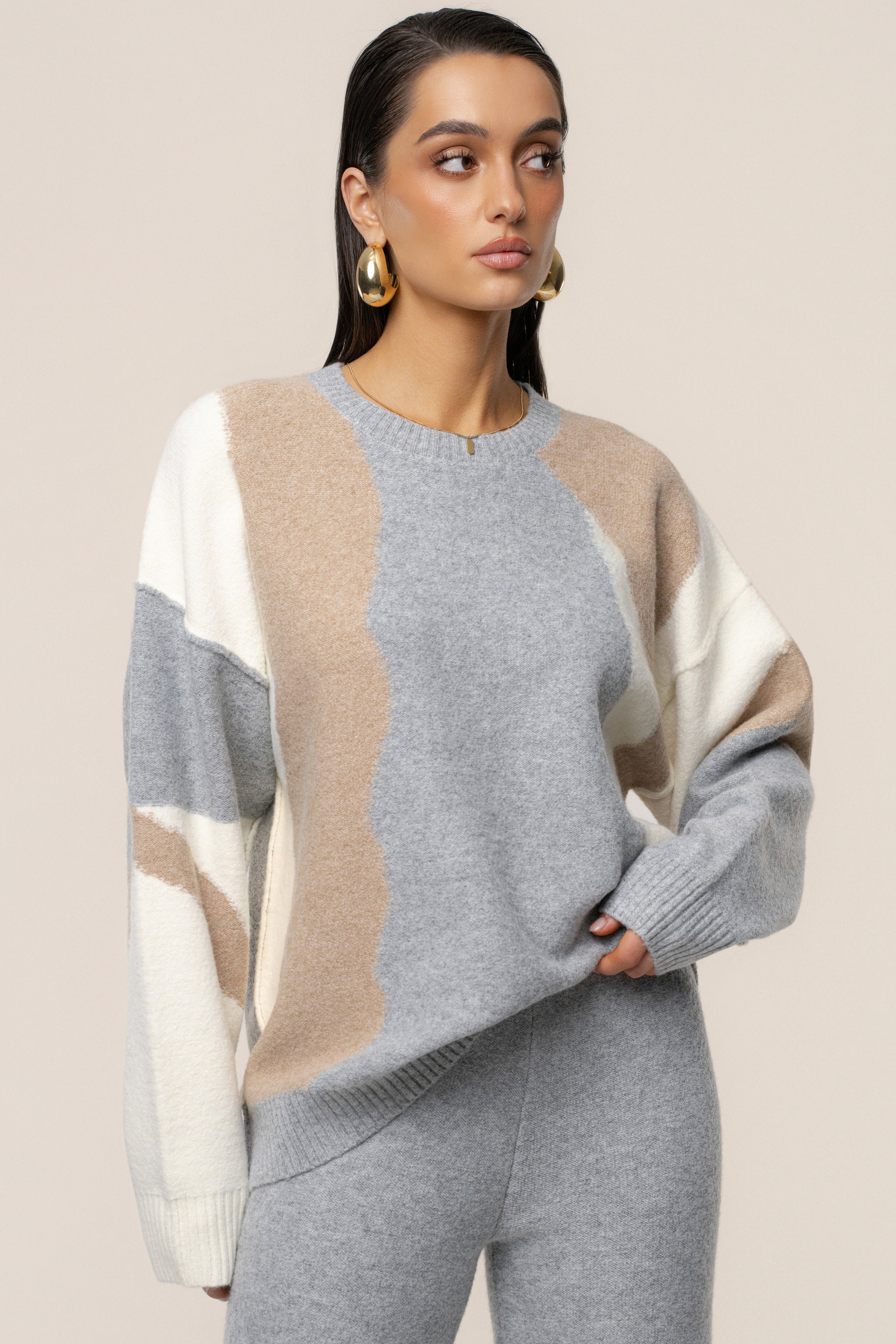 Grey Emelie Knit Pant Set