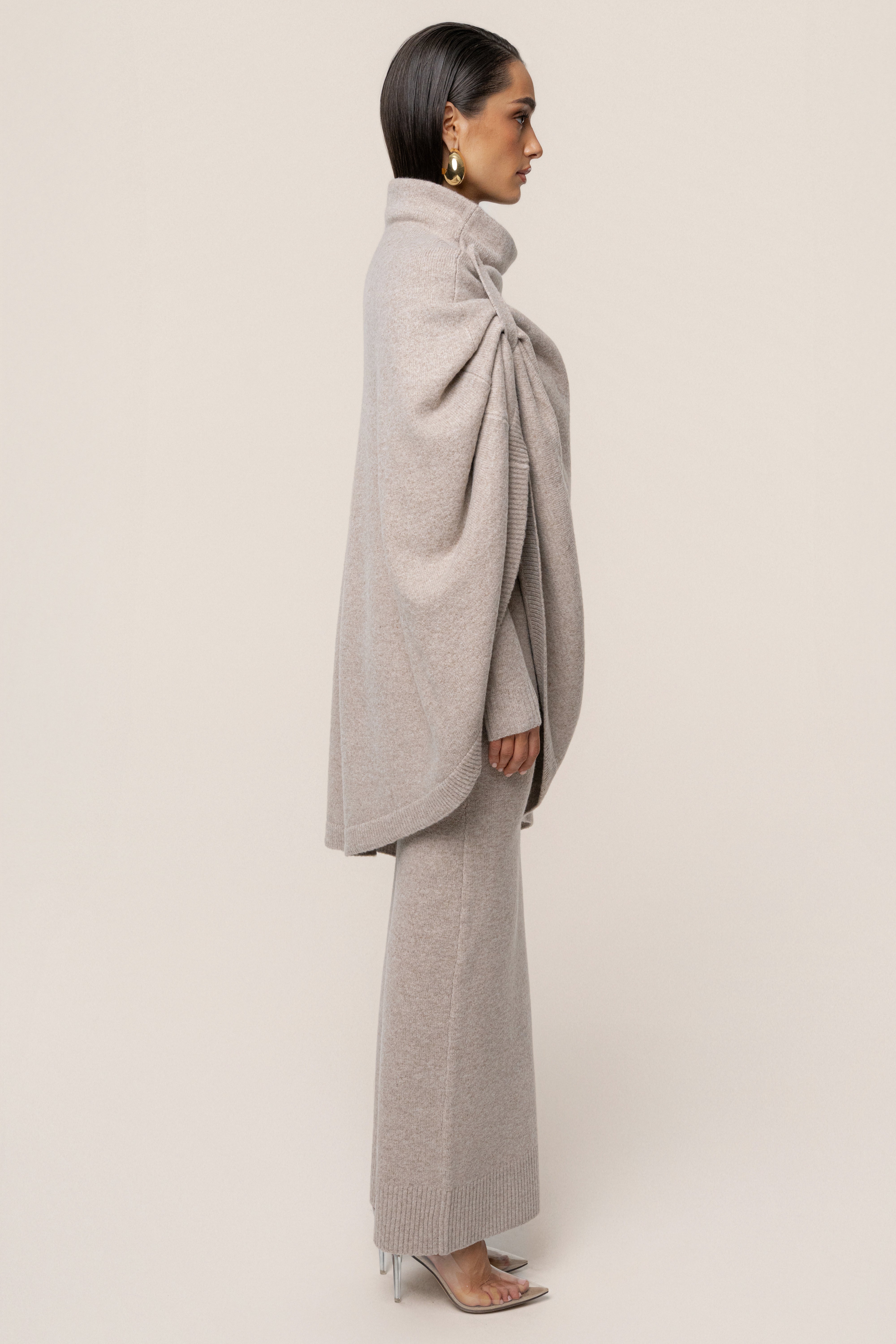 Beige Lodge Bound Turtleneck Shawl