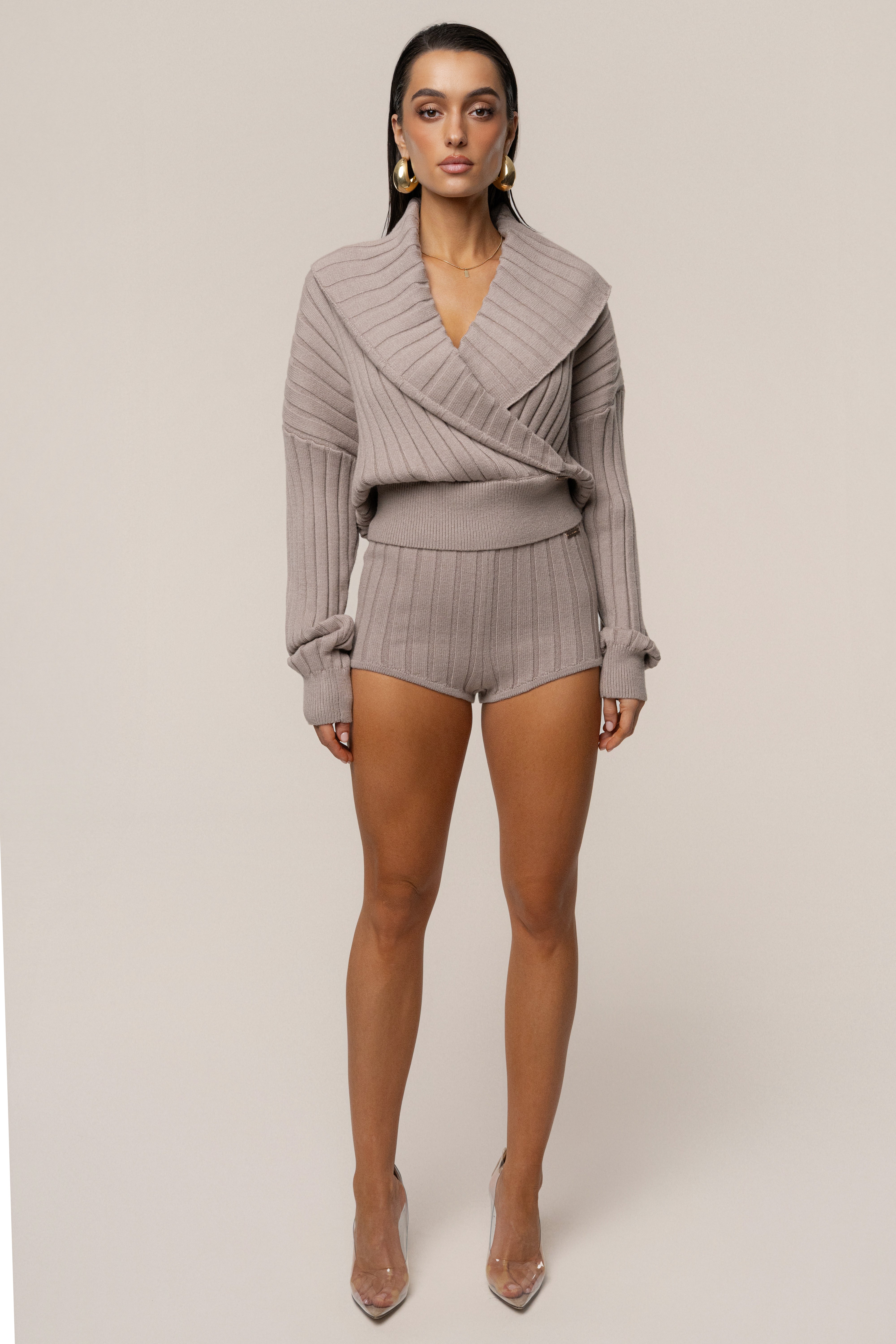 Taupe Knit Things Ribbed Shorts | JLUXLABEL