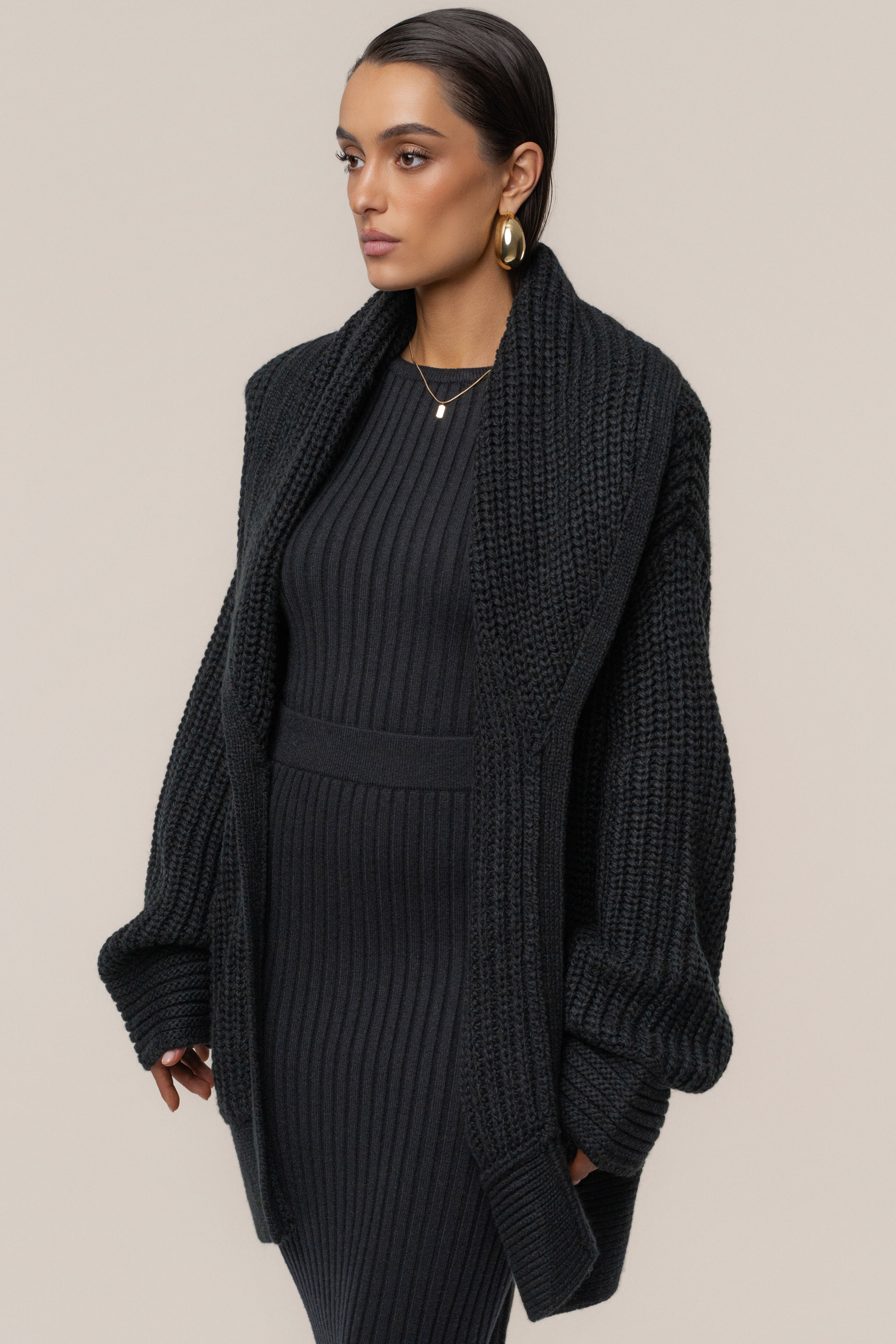 Black Hazel Knit Cardigan