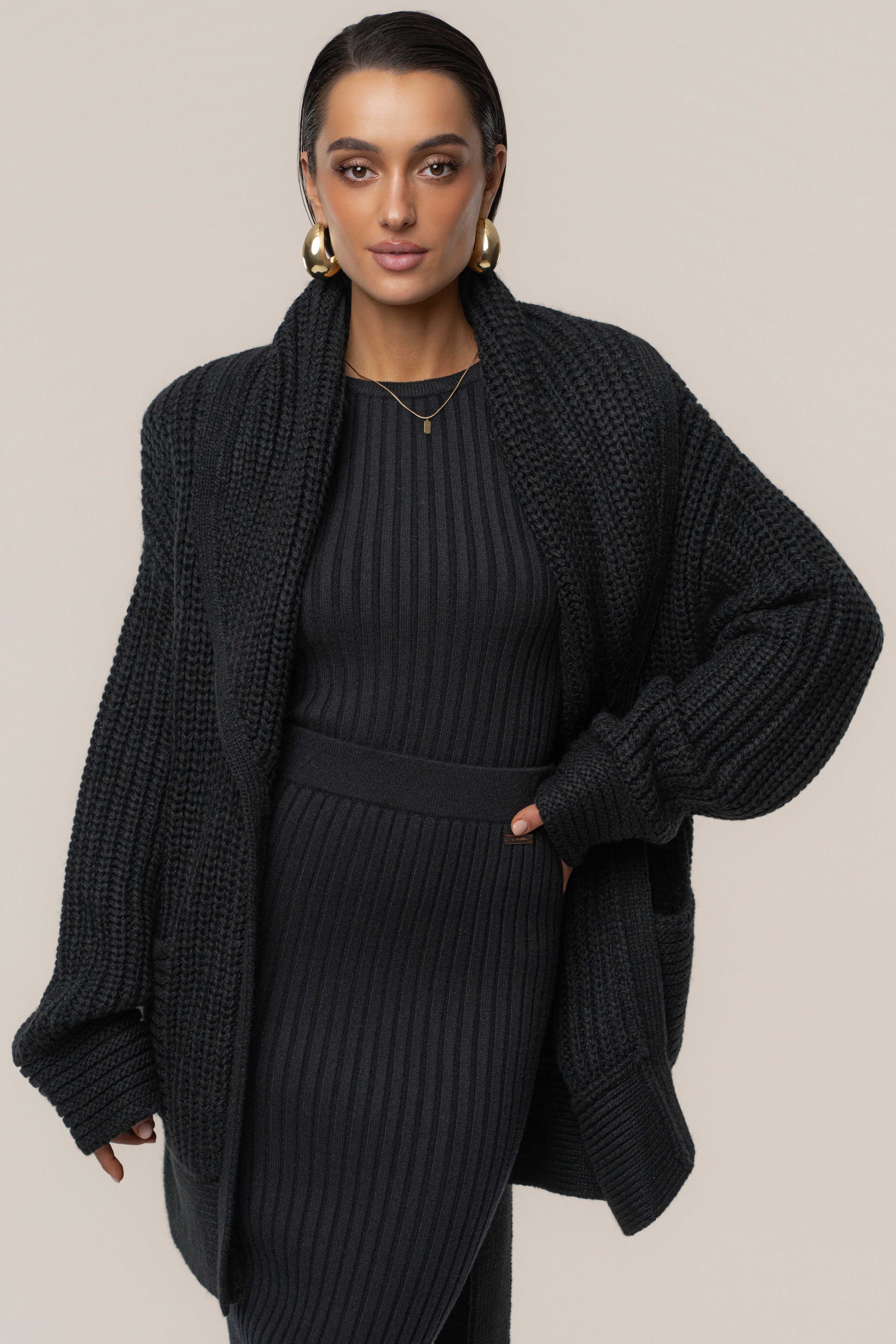 Black Hazel Knit Cardigan