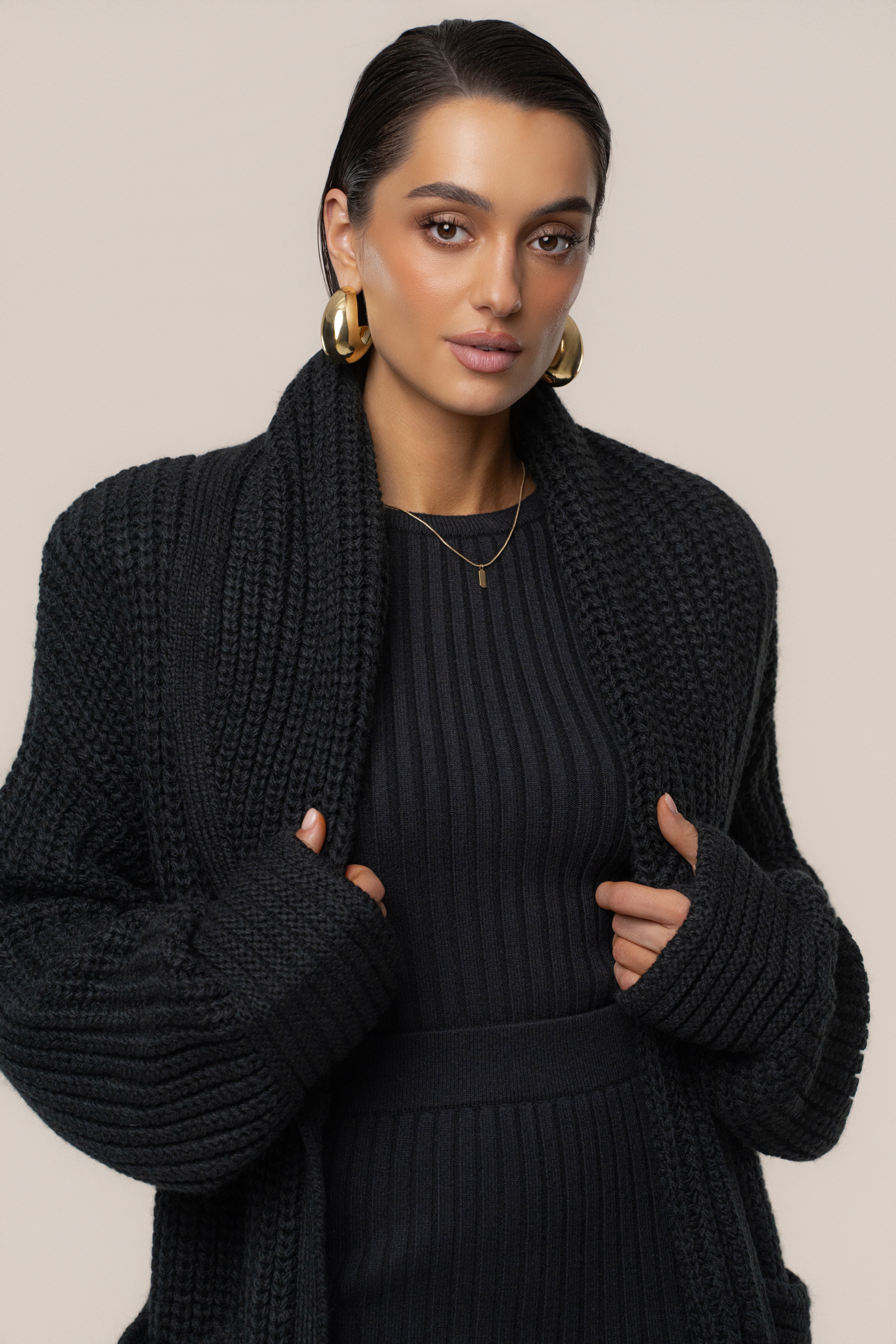 Black Hazel Knit Cardigan