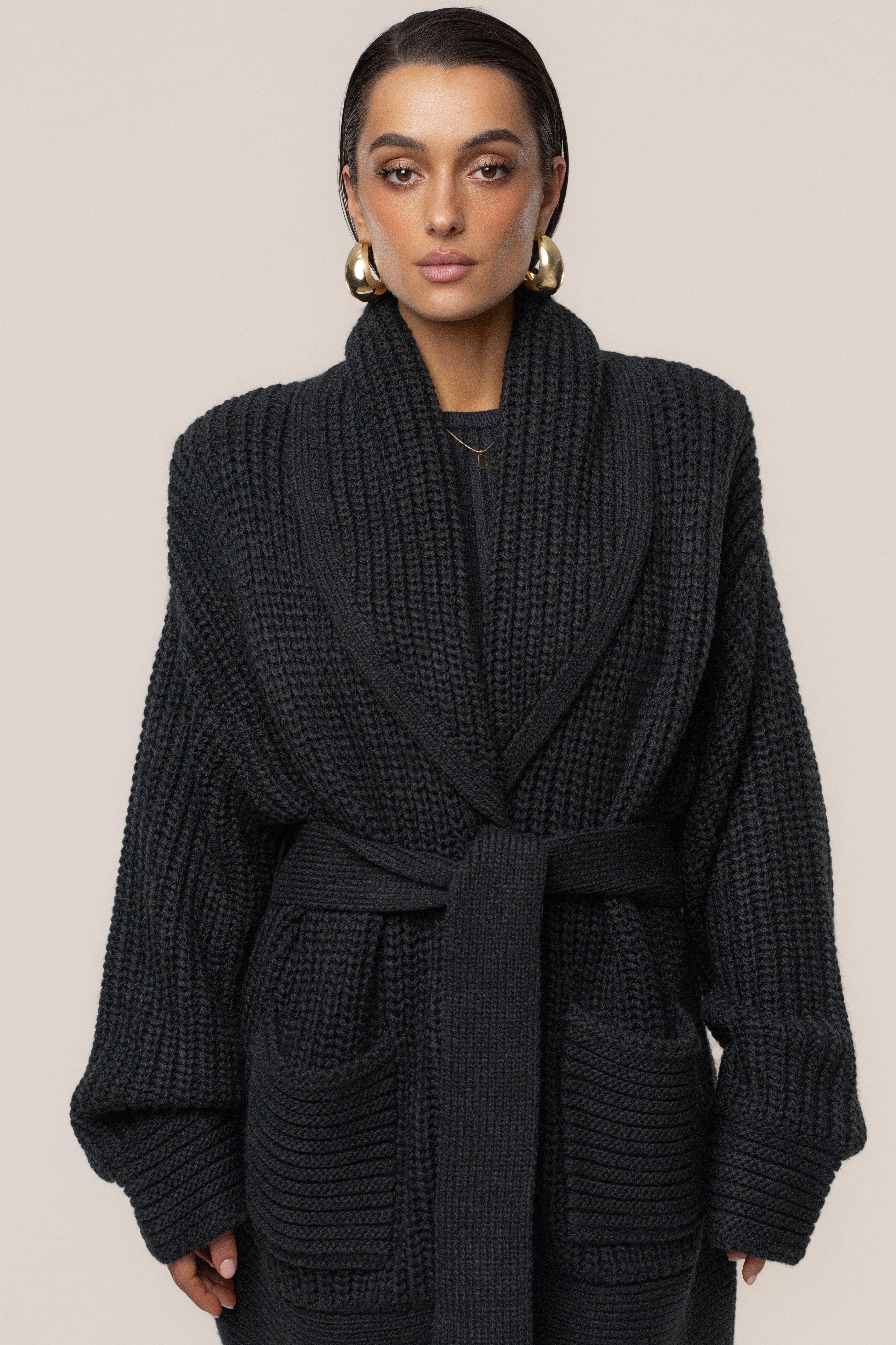 Black Hazel Knit Cardigan