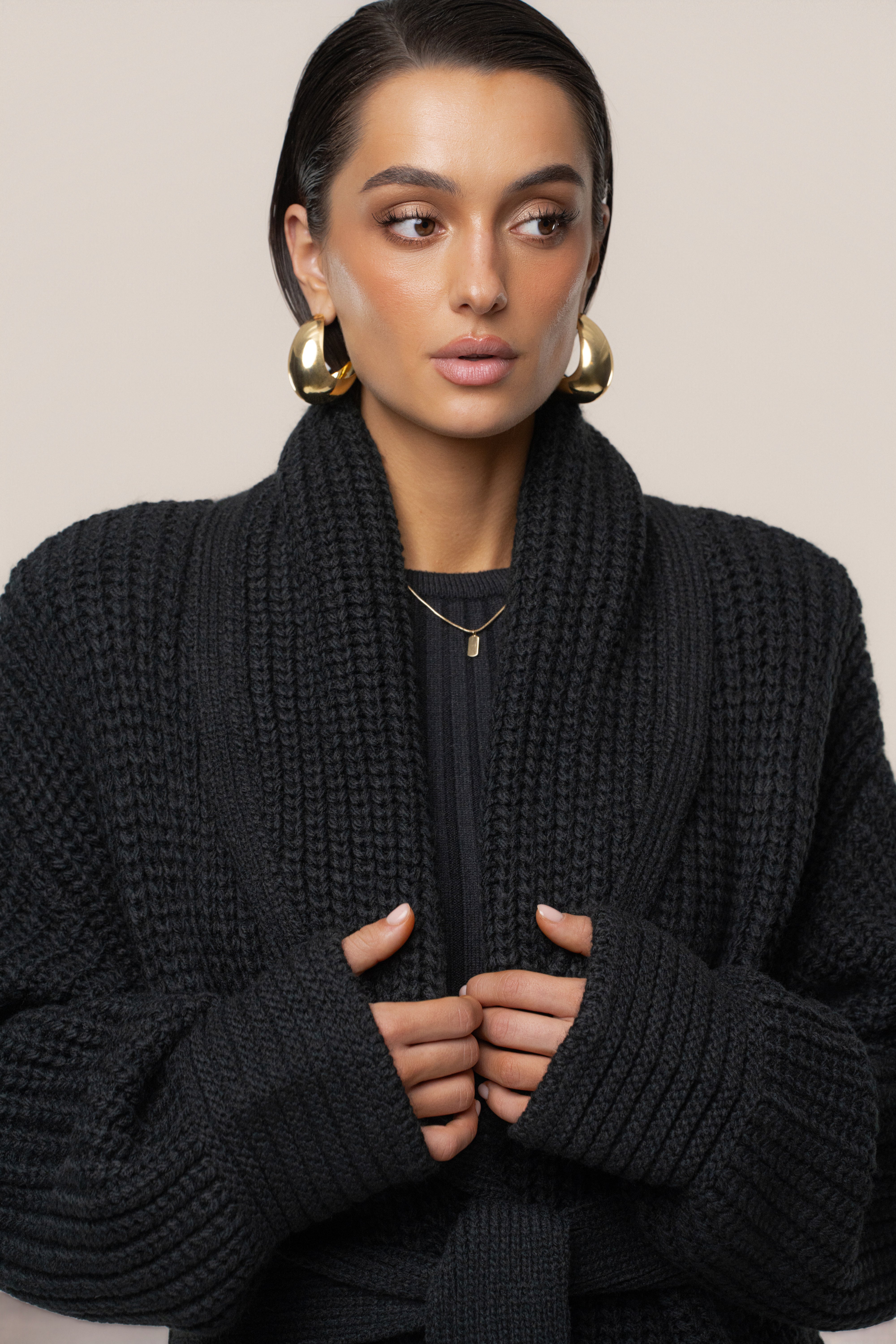Black Hazel Knit Cardigan