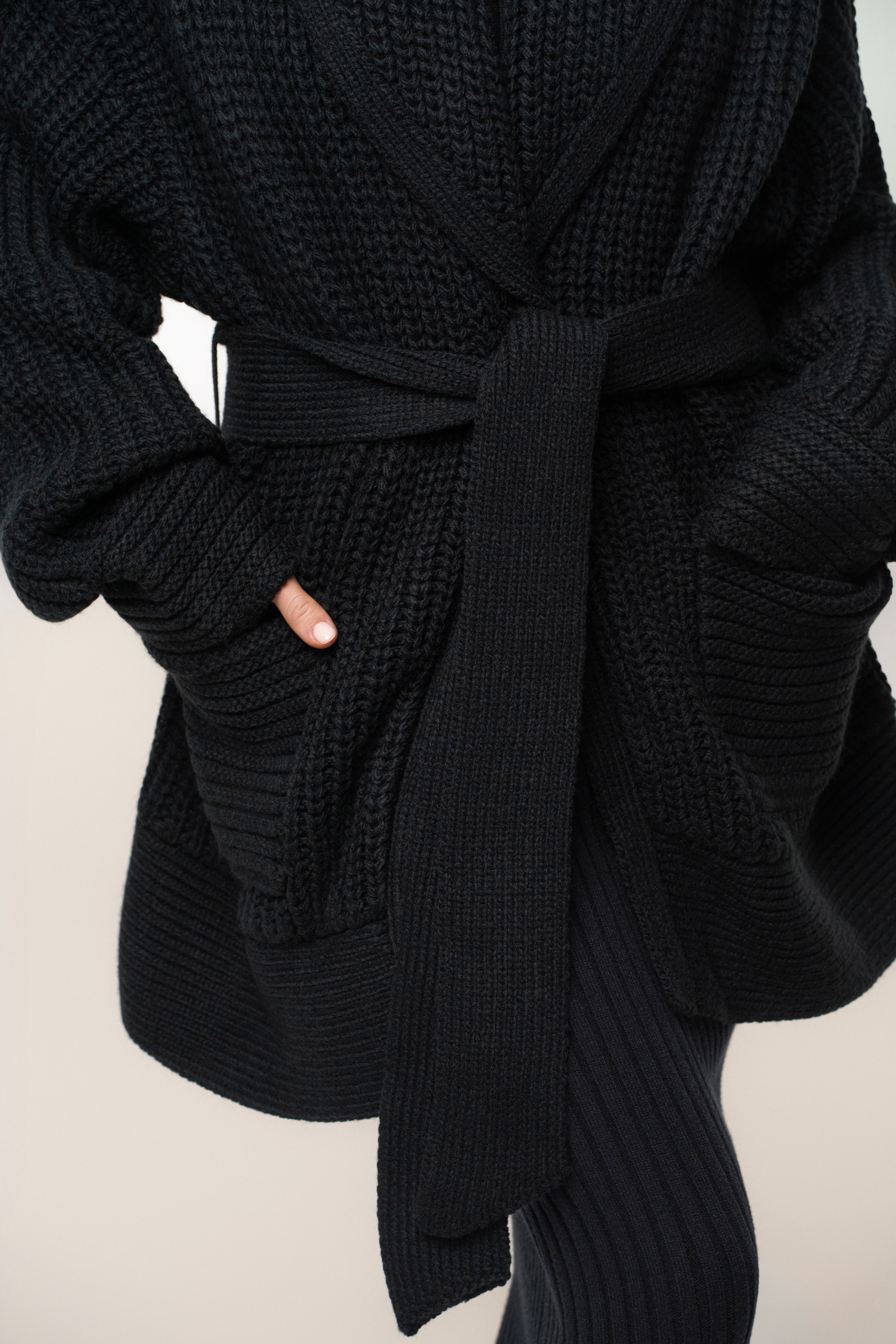 Black Hazel Knit Cardigan | JLUXLABEL