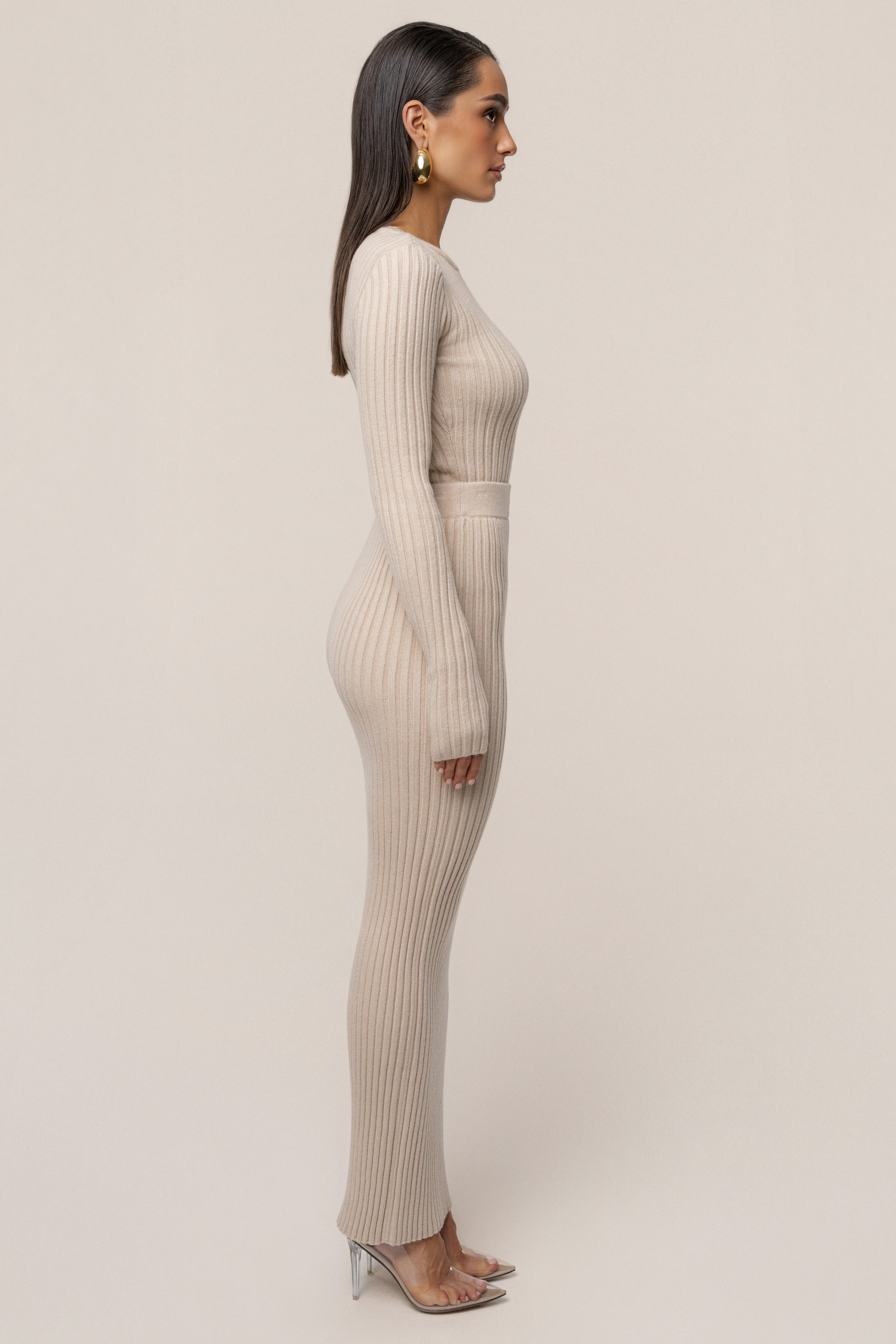 Stone Overcast Ribbed Top