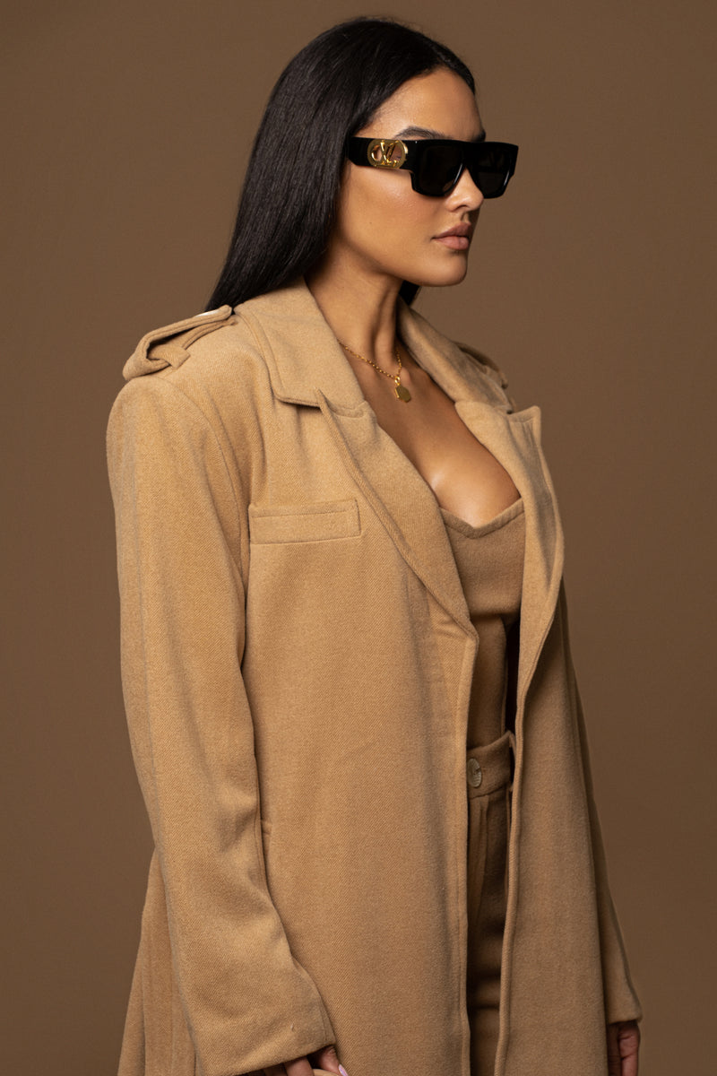 Beige SAVANNAH BELTED COAT