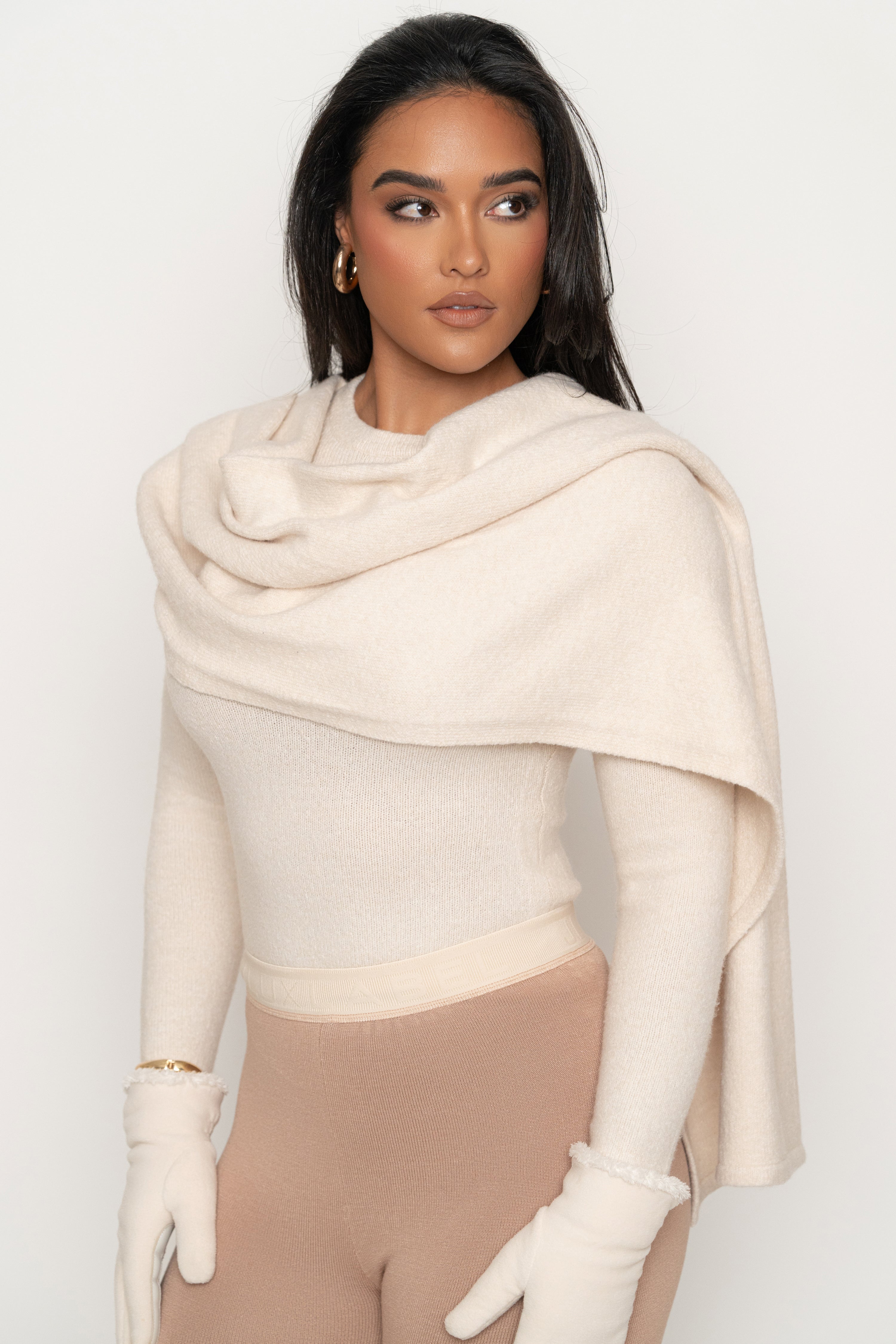 Milk Ribbed Scarf Top - JLUXLABEL