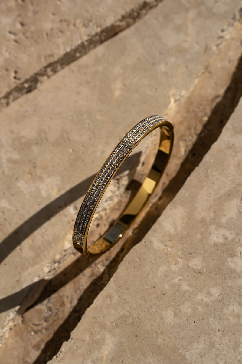 Gold Crystal Paved Hinge Bracelet | JLUXLABEL