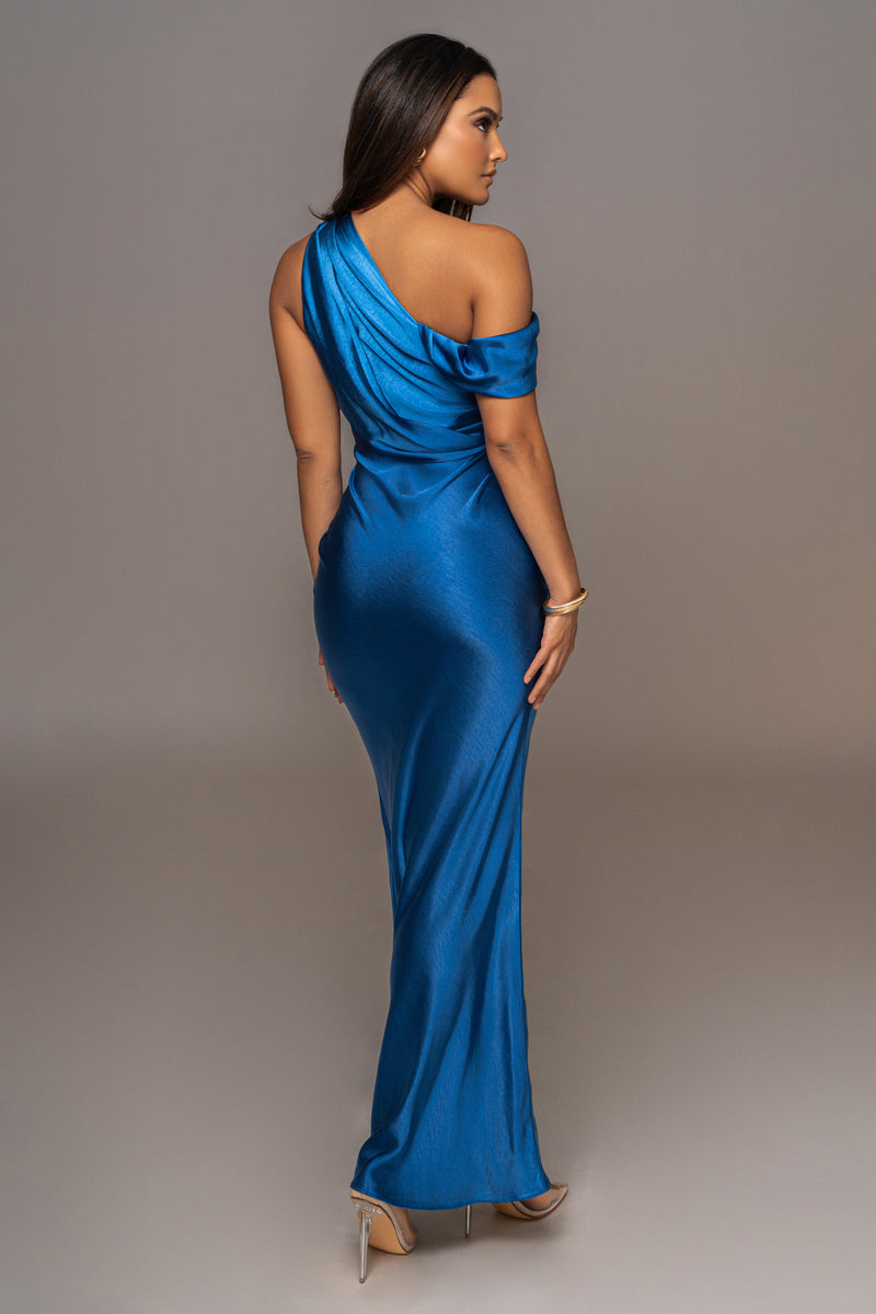 Royal Blue Dessa Satin Maxi Dress - JLUXLABEL