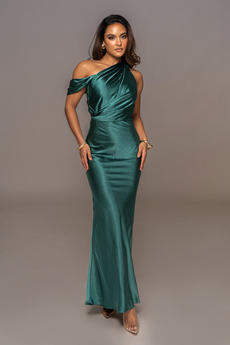 Emerald Dessa Satin Maxi Dress - JLUXLABEL
