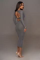 Grey Danni Ribbed Maxi Dress - JLUXLABEL