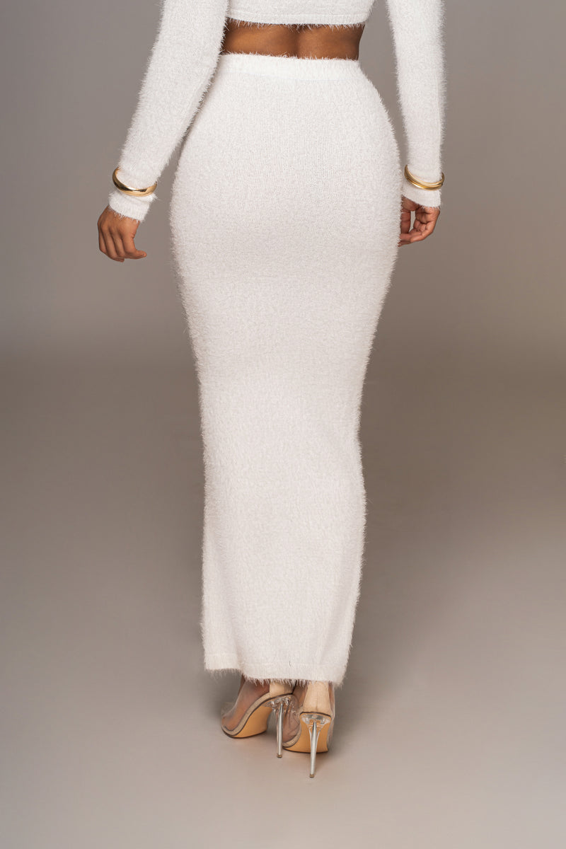 RIMLESS Summer 2022 Original White Knit Top Slit Skirt Set