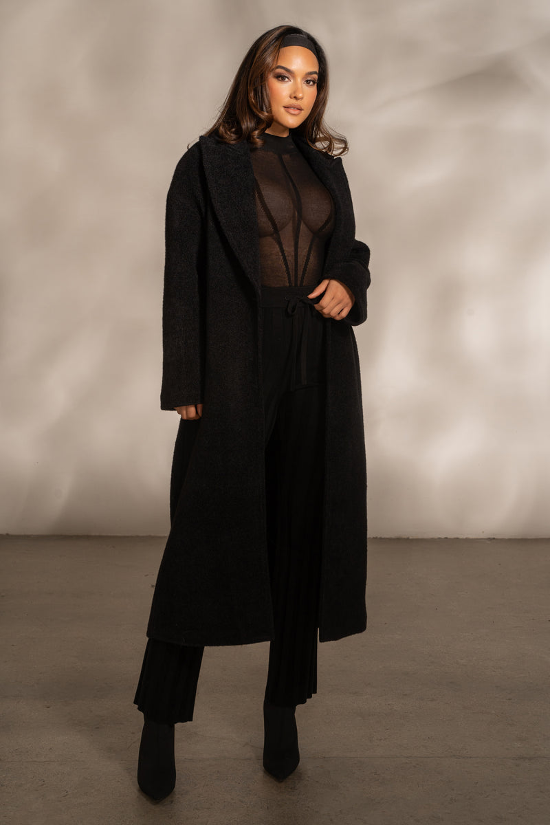Black Lori Sheer Knit Bodysuit - JLUXLABEL