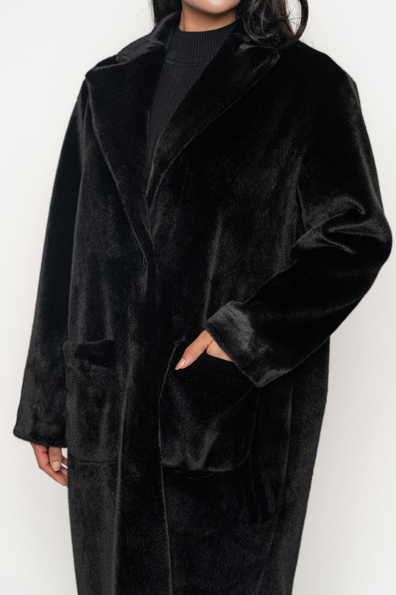 Black Thelma Reversible Suede Coat