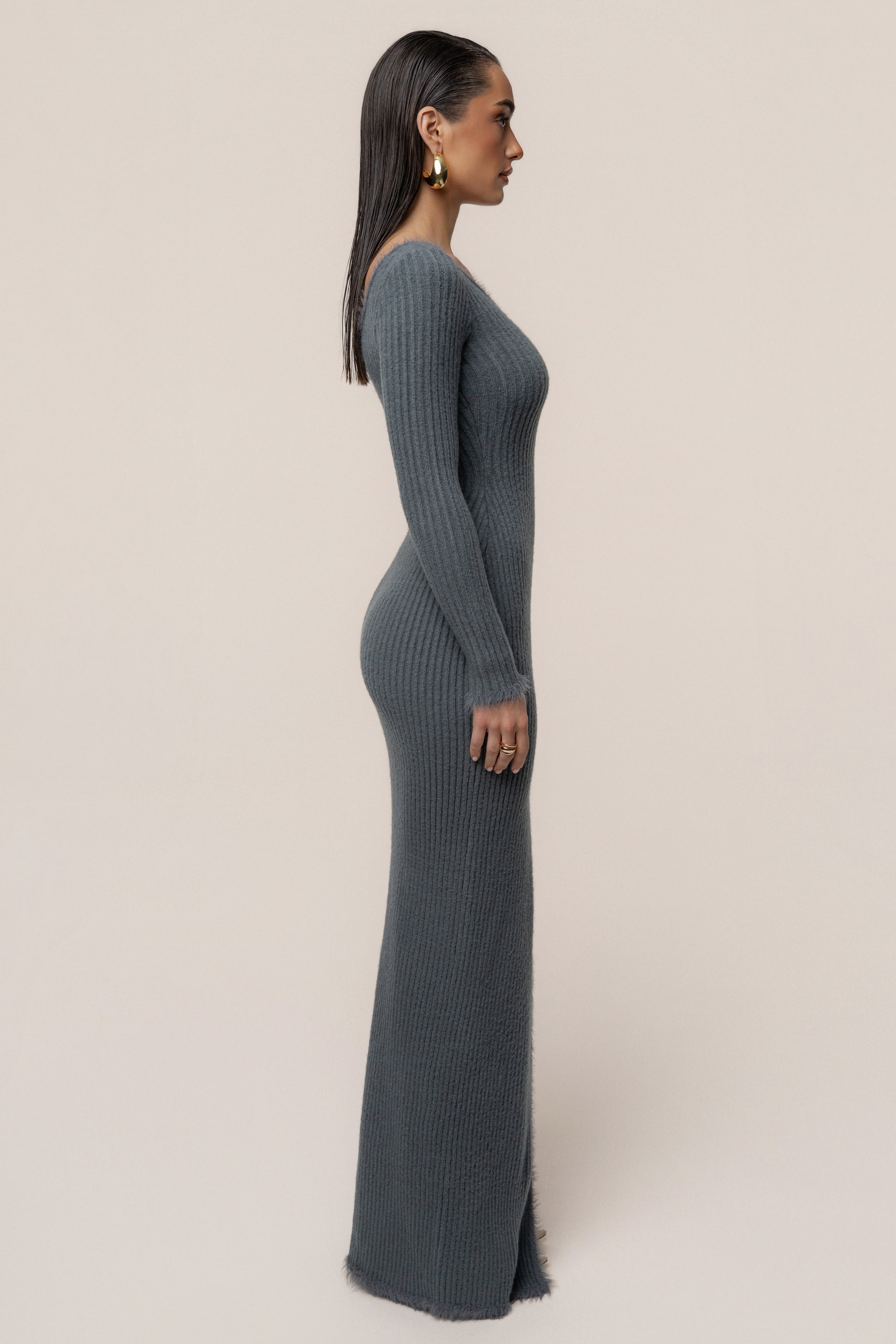 Heather Grey Alpine Elegance Slit Dress