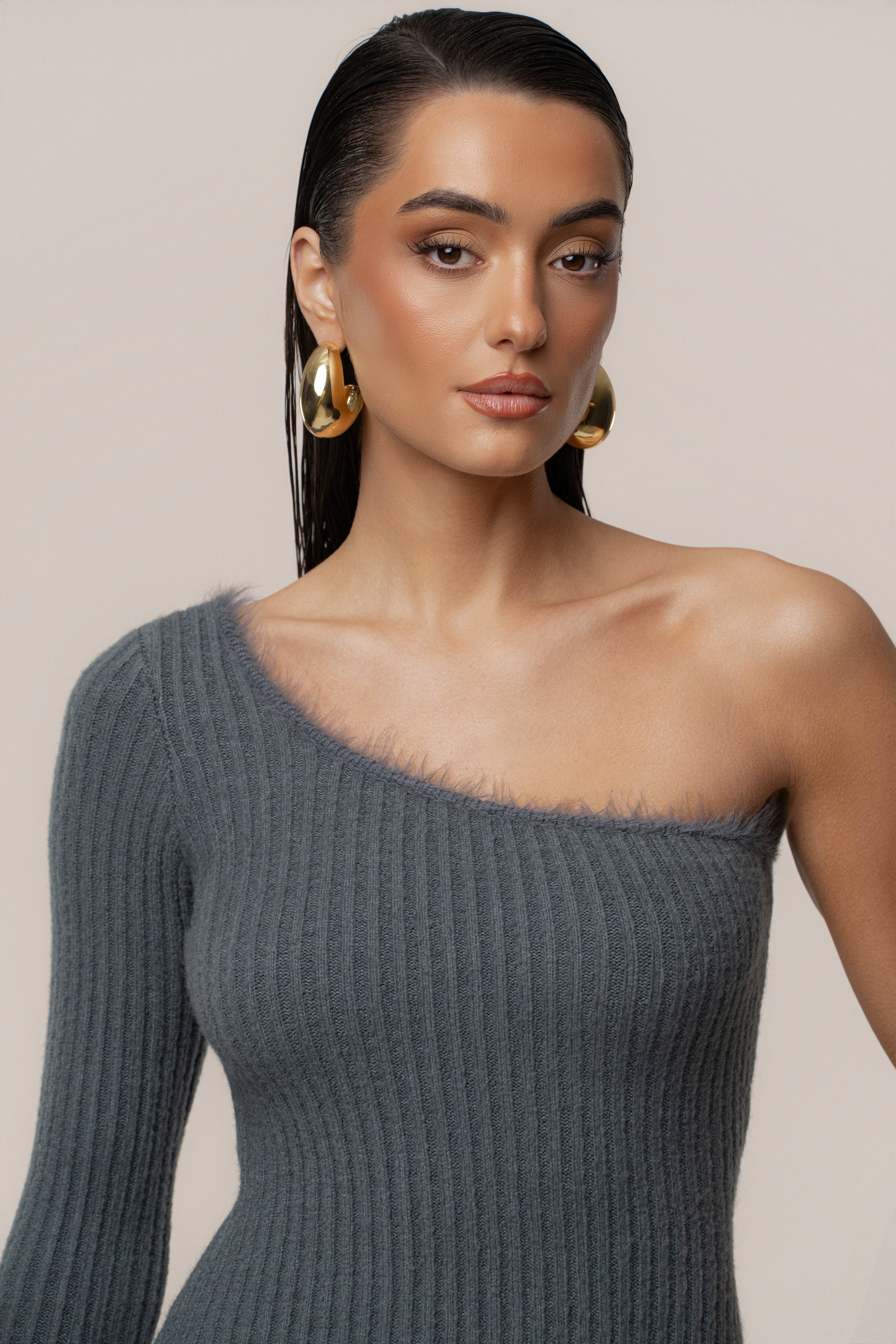 Heather Grey Alpine Elegance Slit Dress