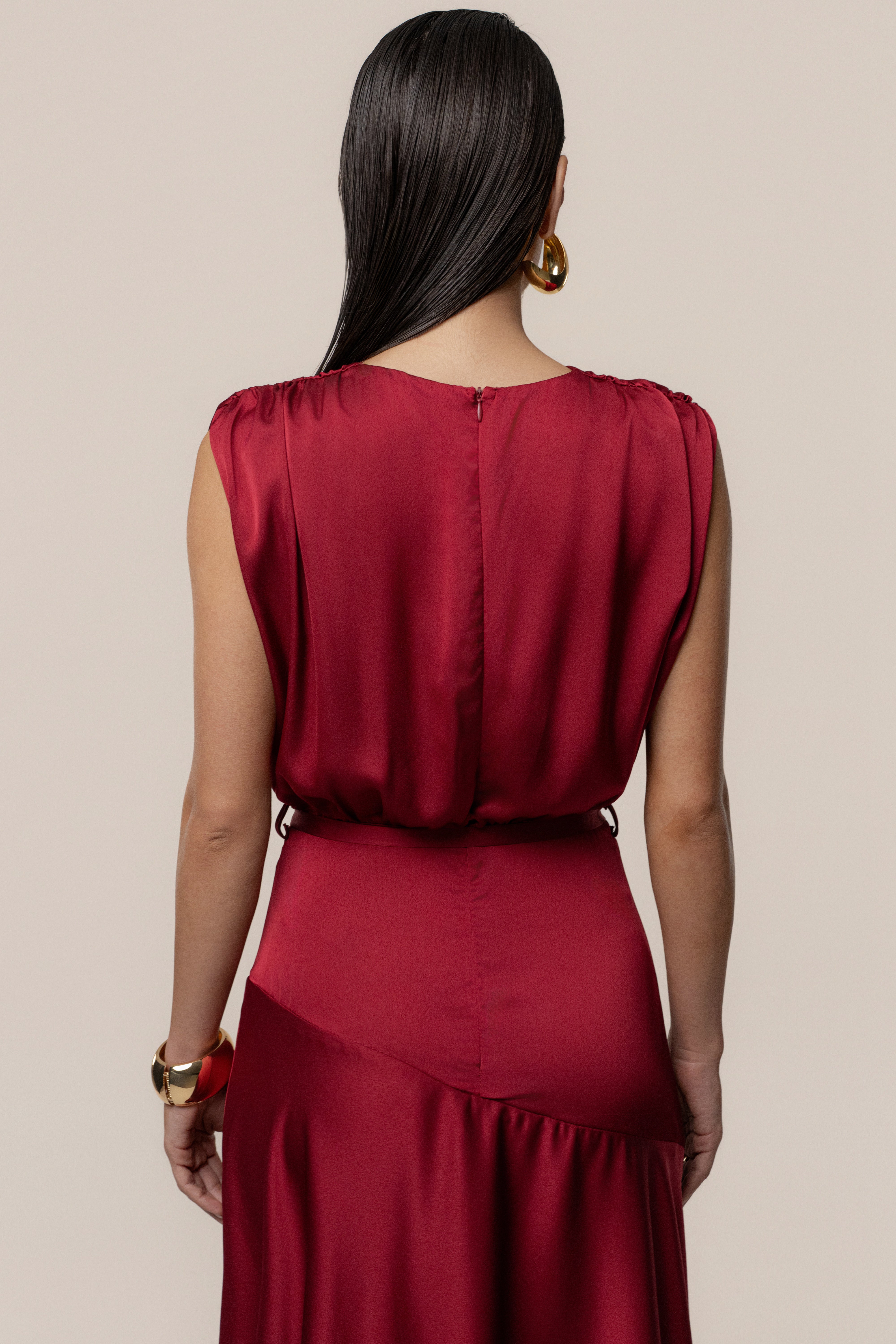 Red Amalia Satin Maxi Dress - JLUXLABEL