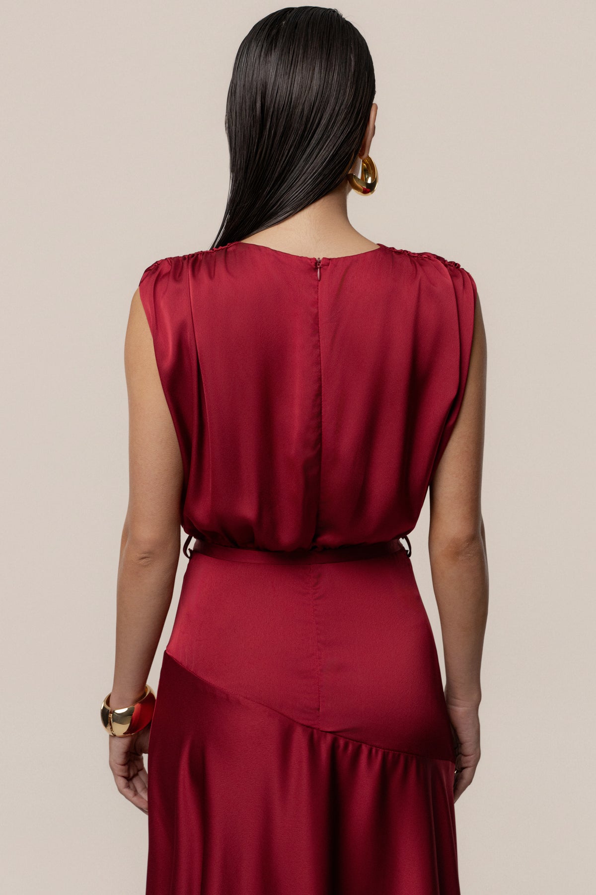 Red Amalia Satin Maxi Dress - JLUXLABEL