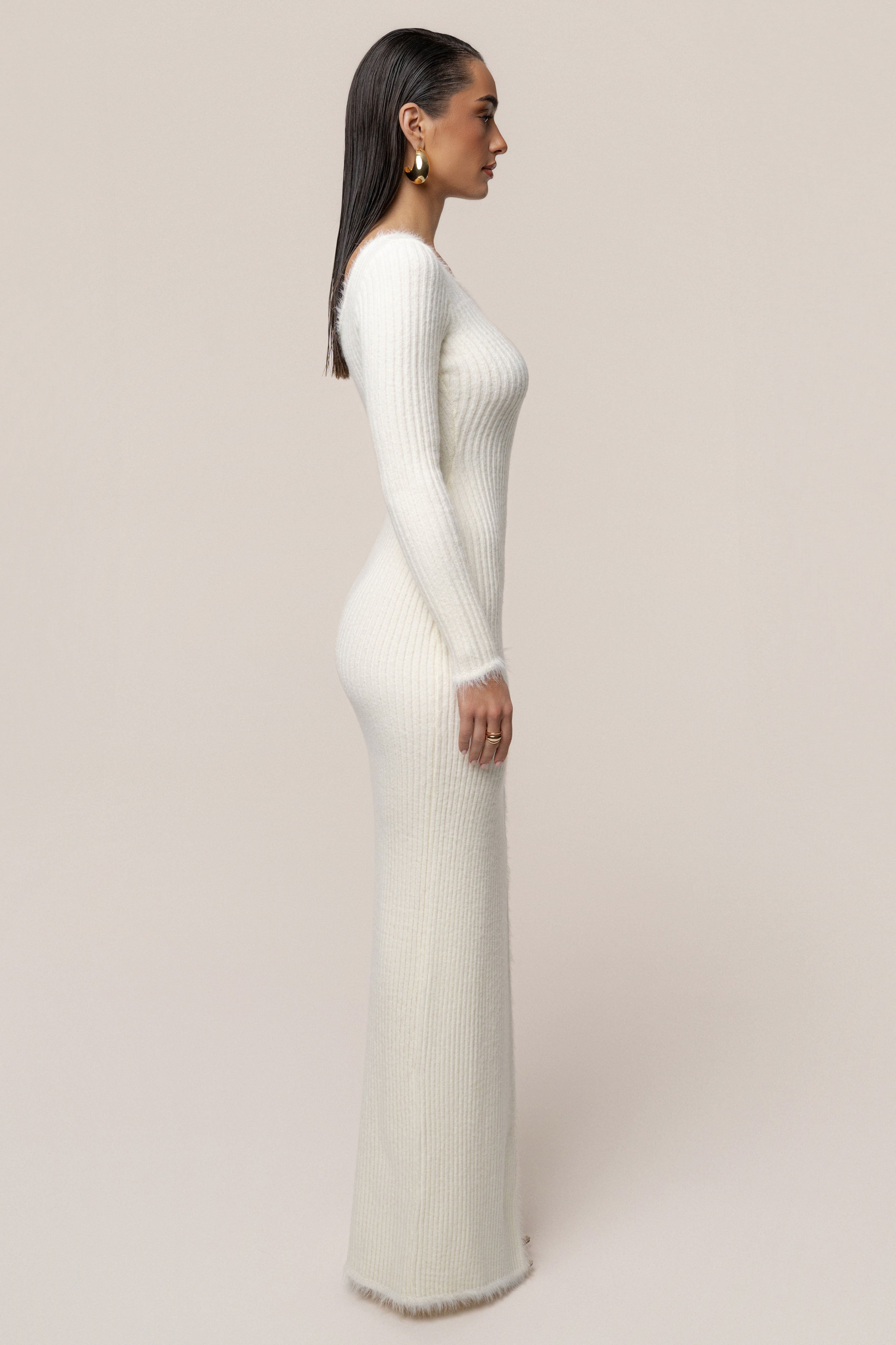 Ivory Alpine Elegance Slit Dress