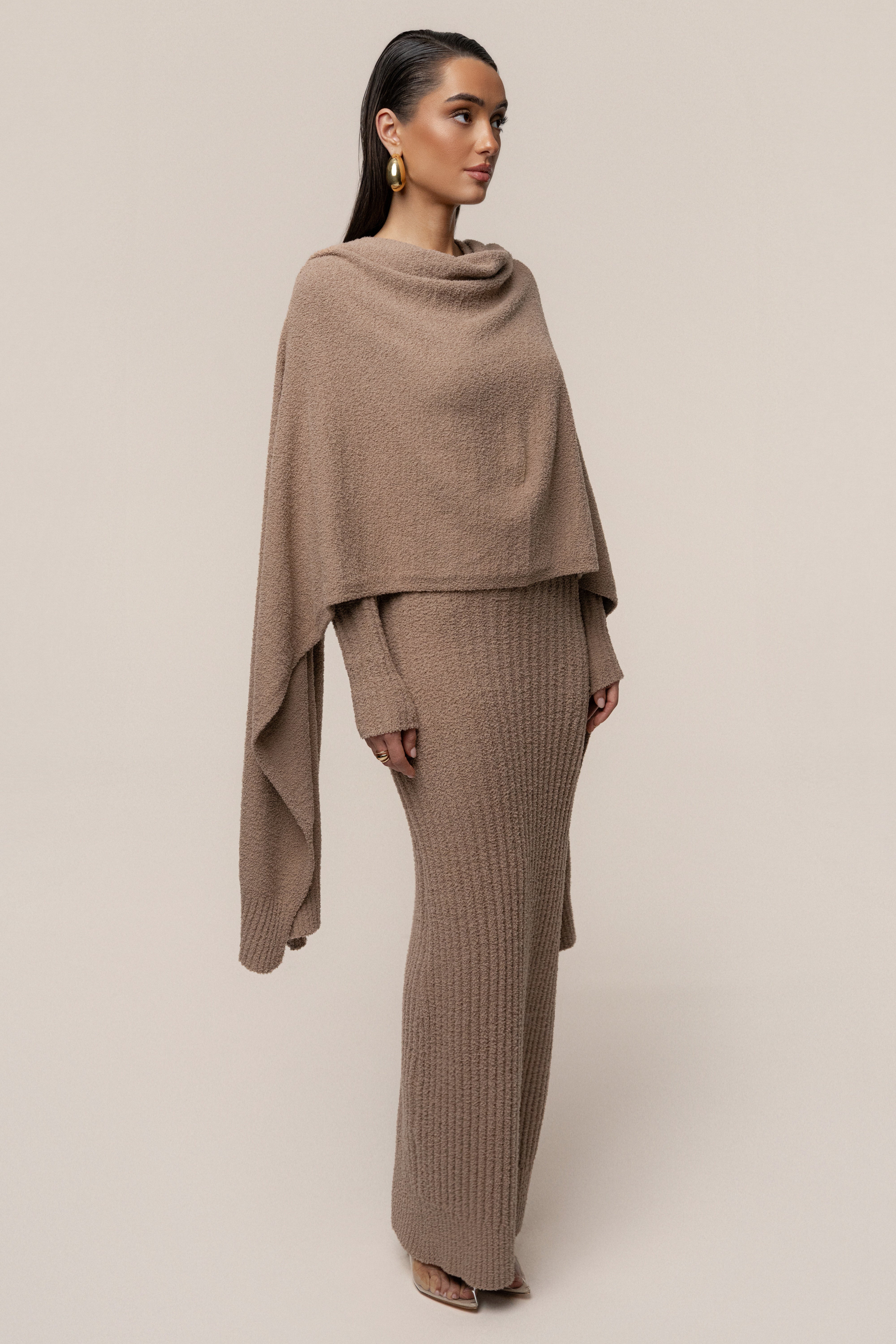 Taupe First Class Ribbed Maxi Dress - JLUXLABEL