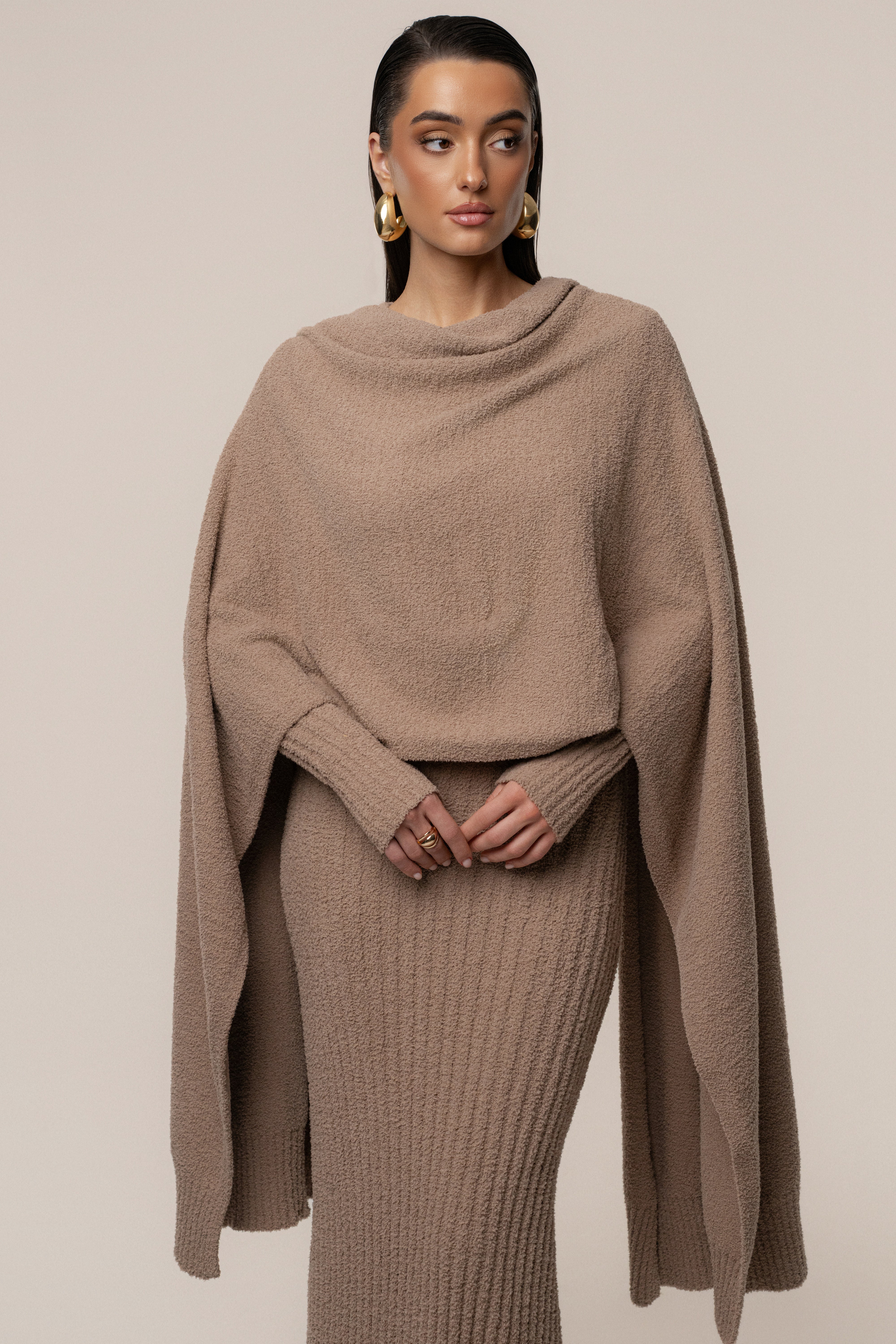 Taupe First Class Ribbed Maxi Dress