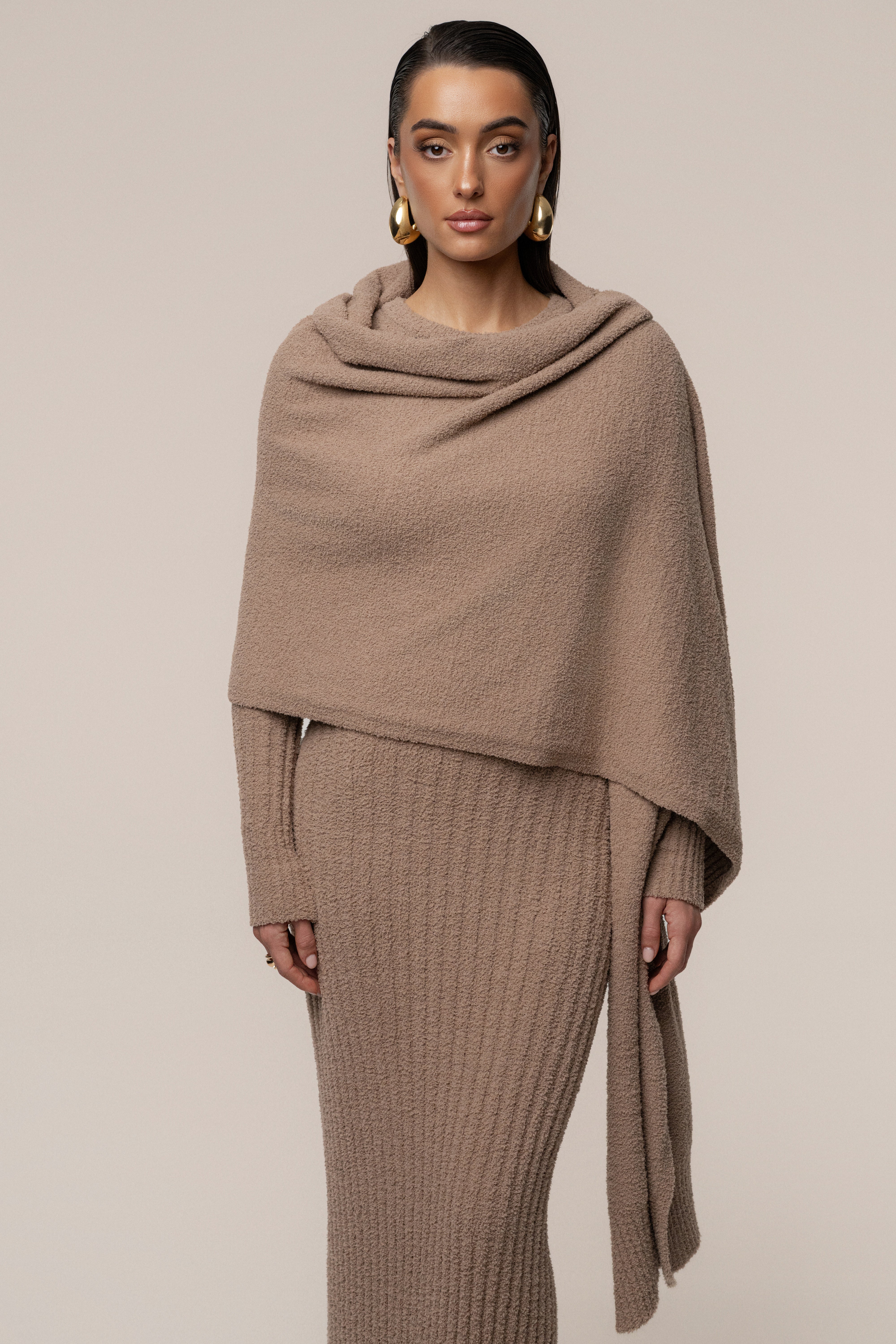 Taupe First Class Ribbed Maxi Dress