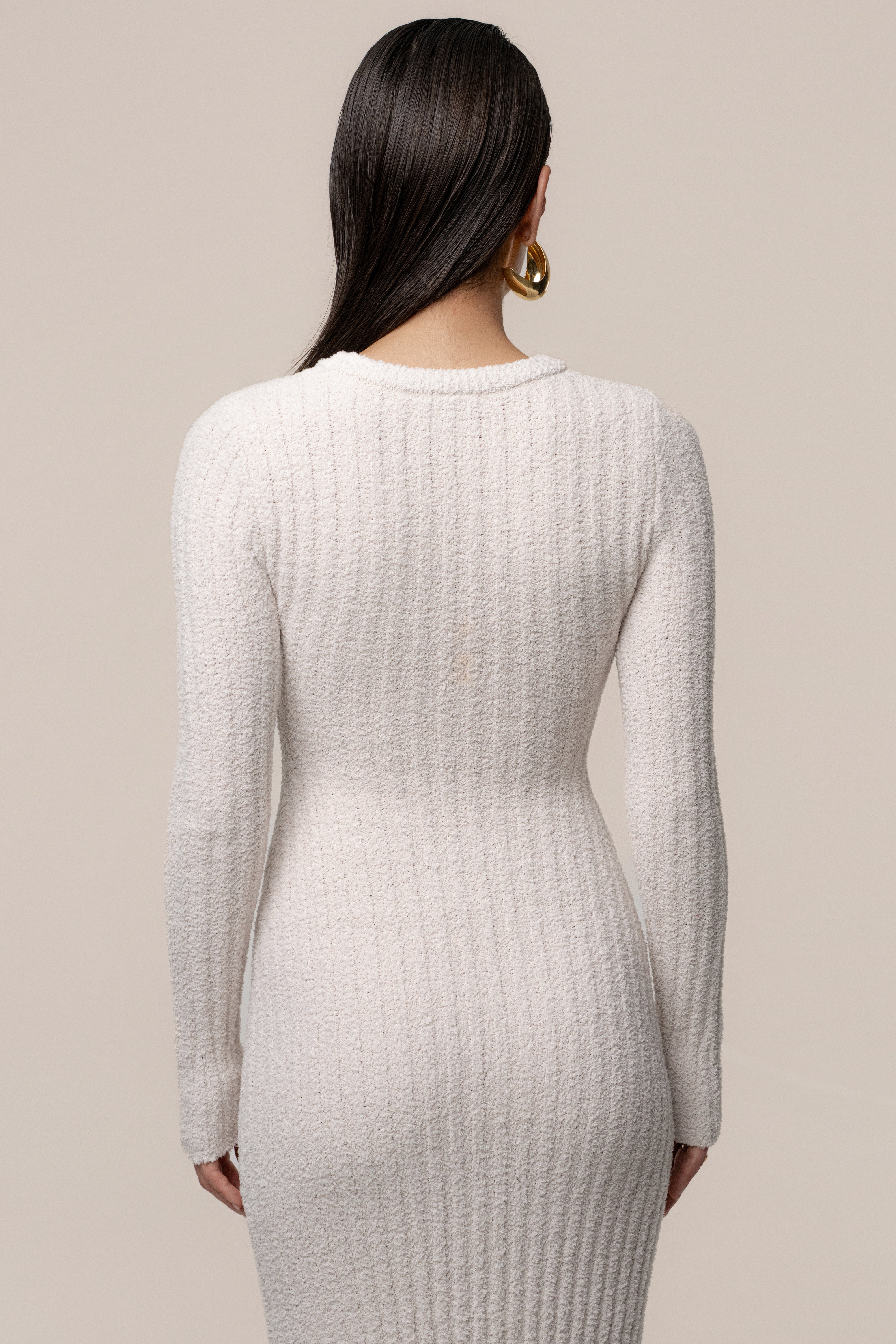 Cream First Class Ribbed Maxi Dress