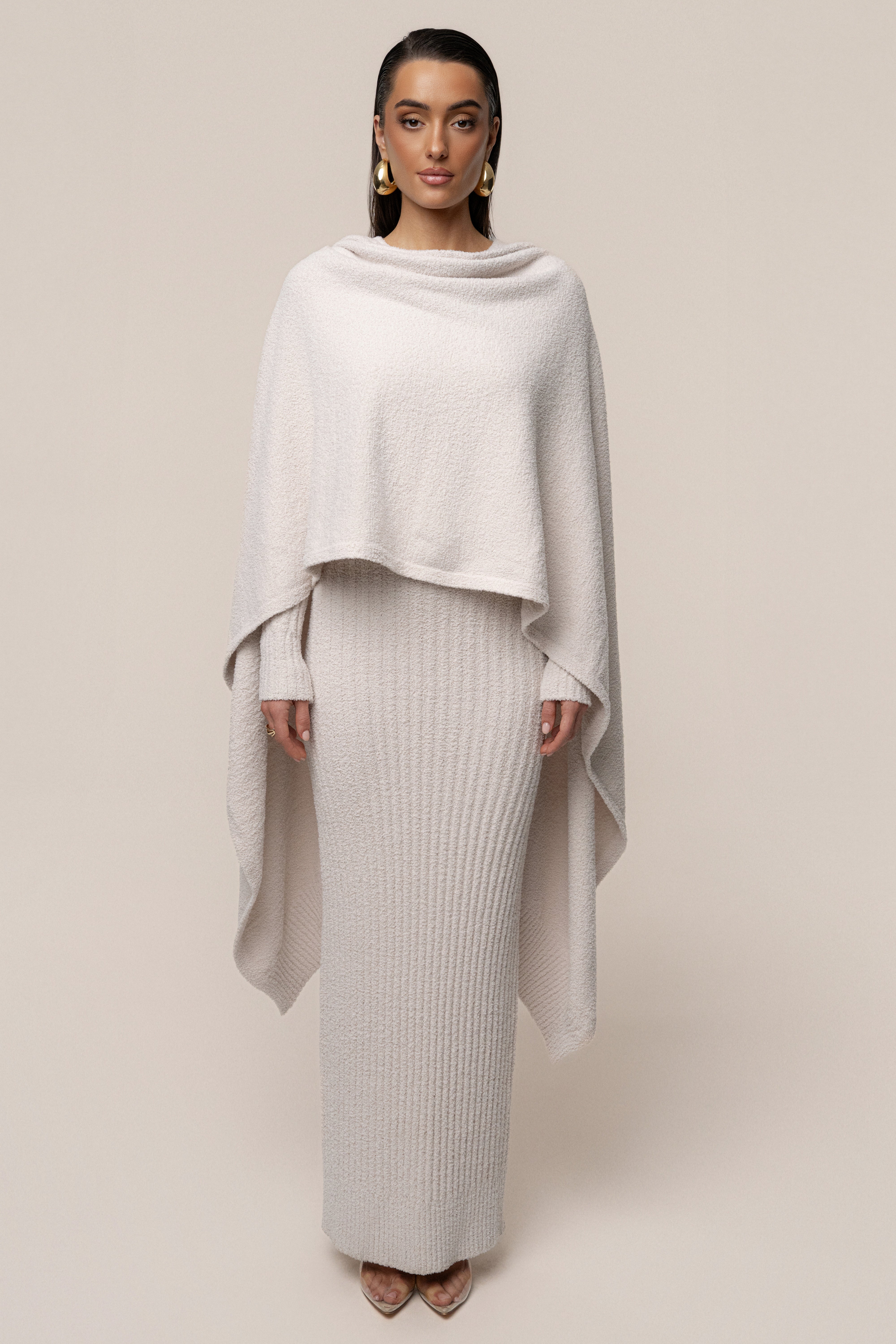 Cream First Class Ribbed Maxi Dress - JLUXLABEL