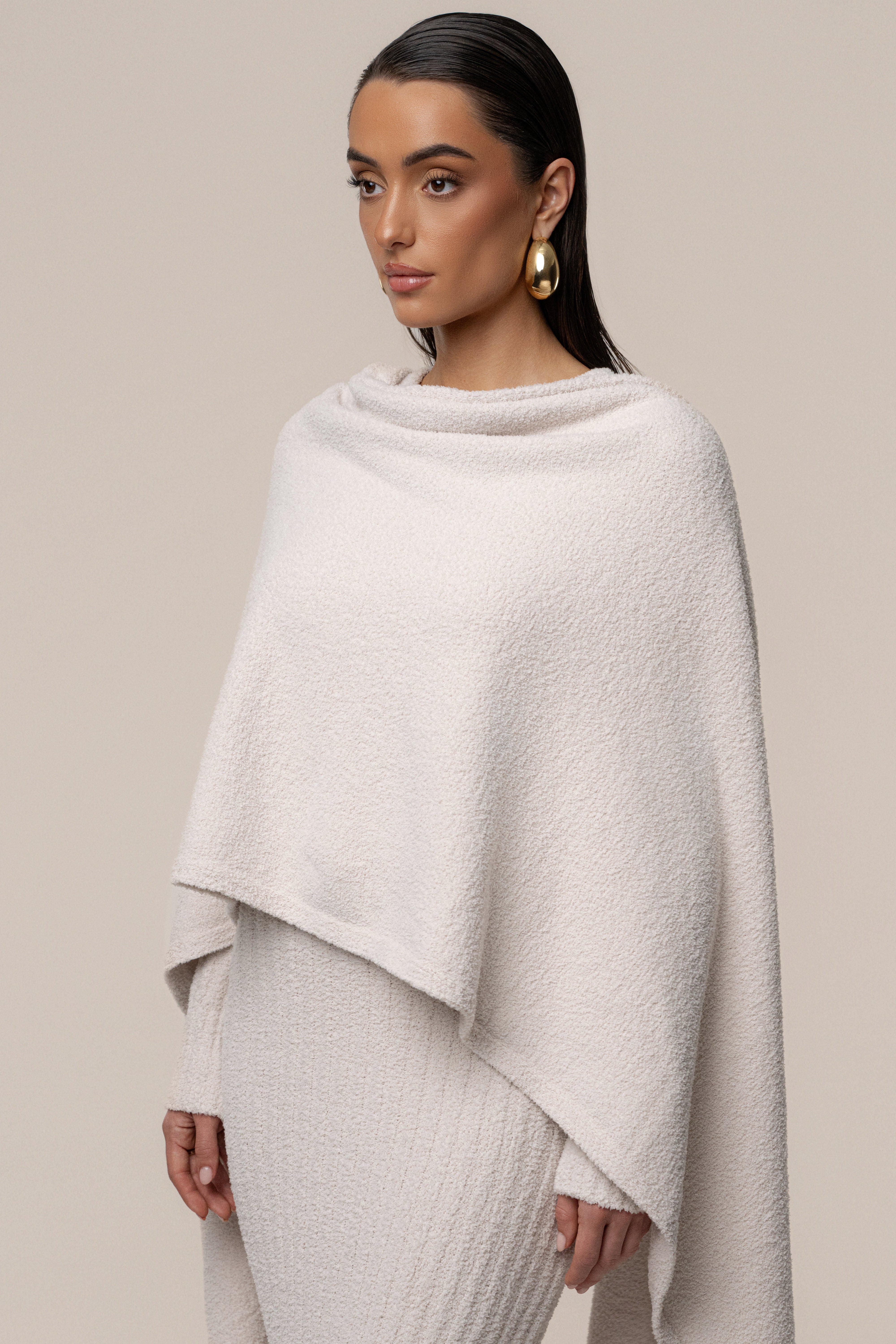 Cream First Class Ribbed Maxi Dress