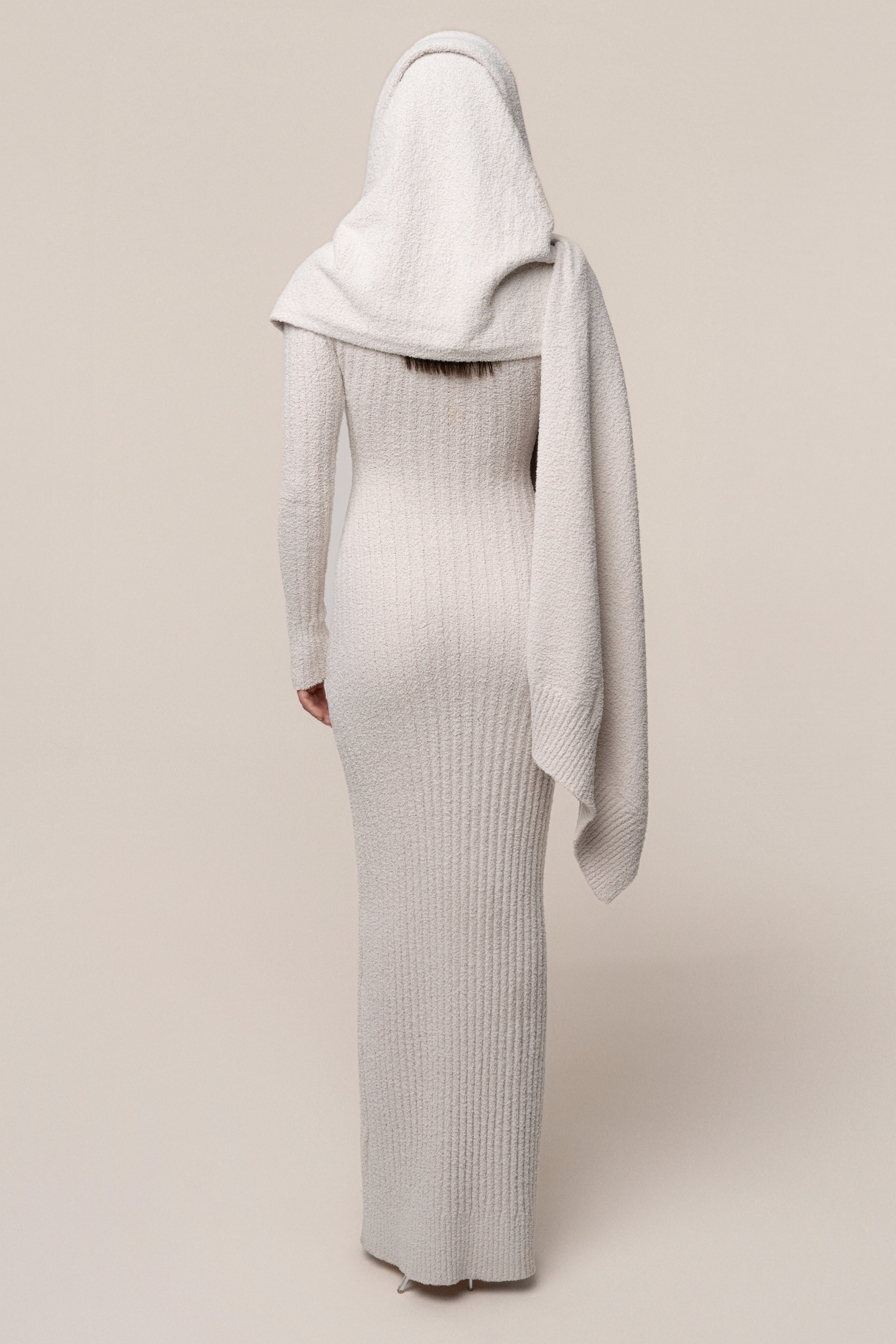 Cream First Class Ribbed Maxi Dress