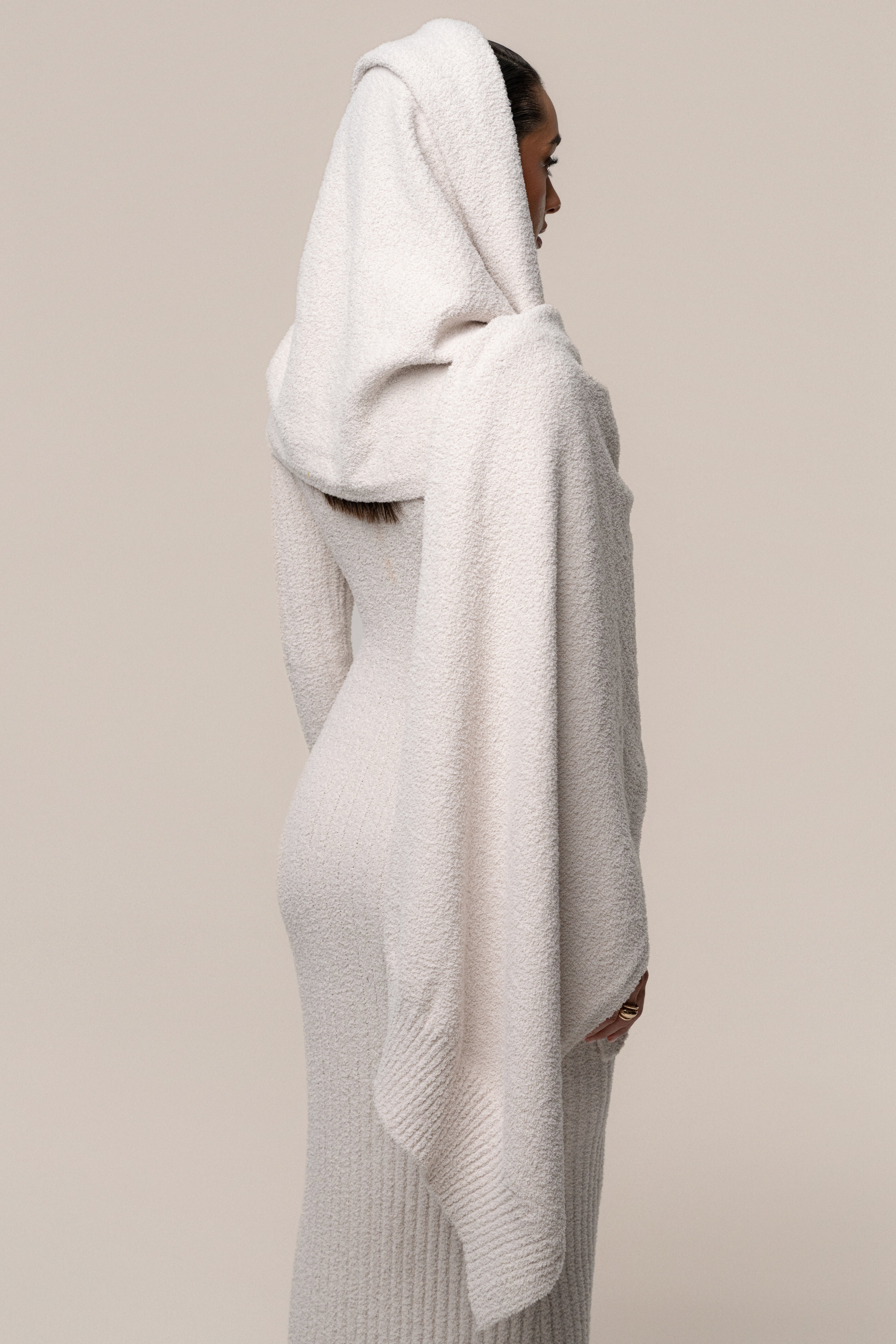 Cream First Class Ribbed Maxi Dress