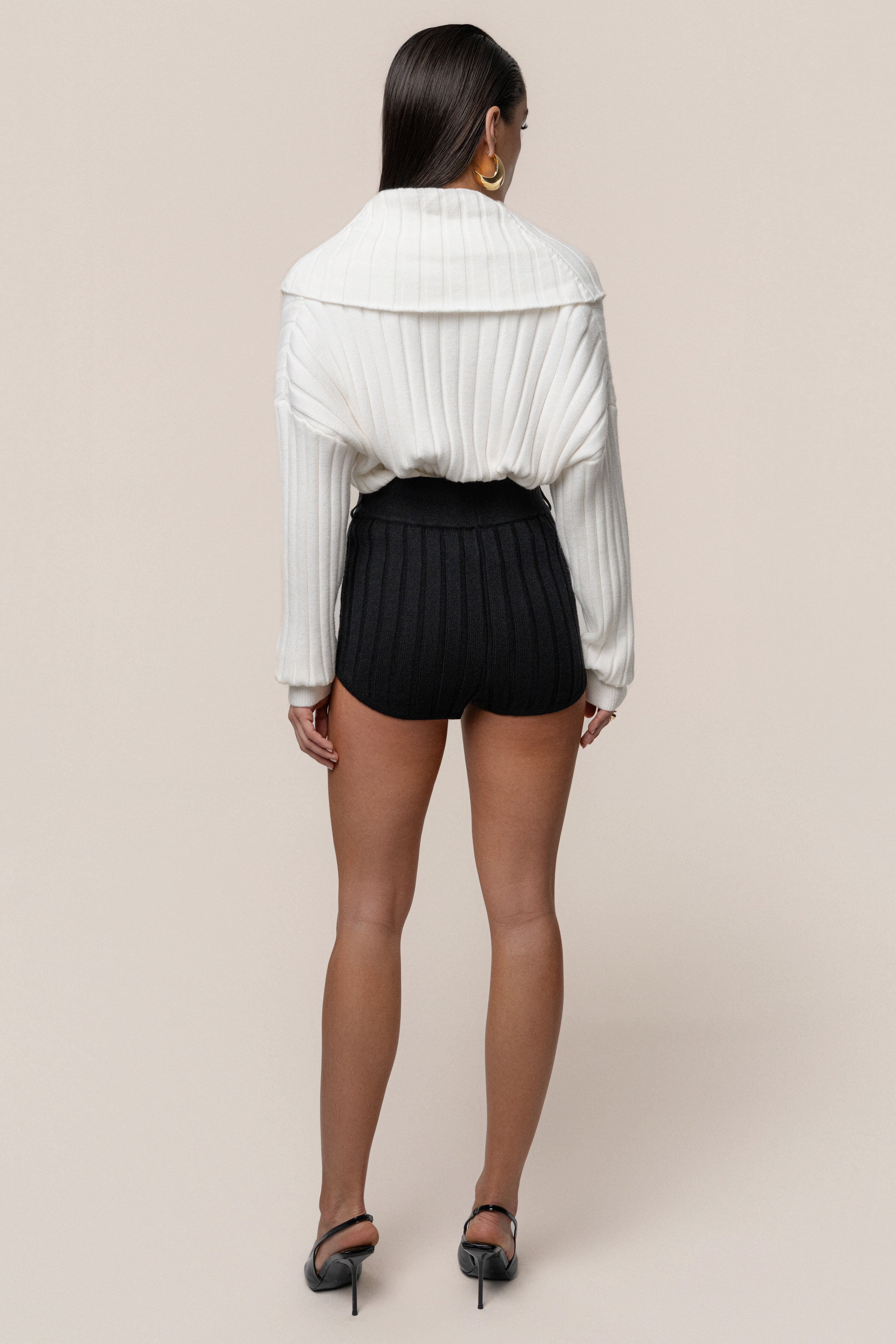 Black Knit Things Ribbed Shorts