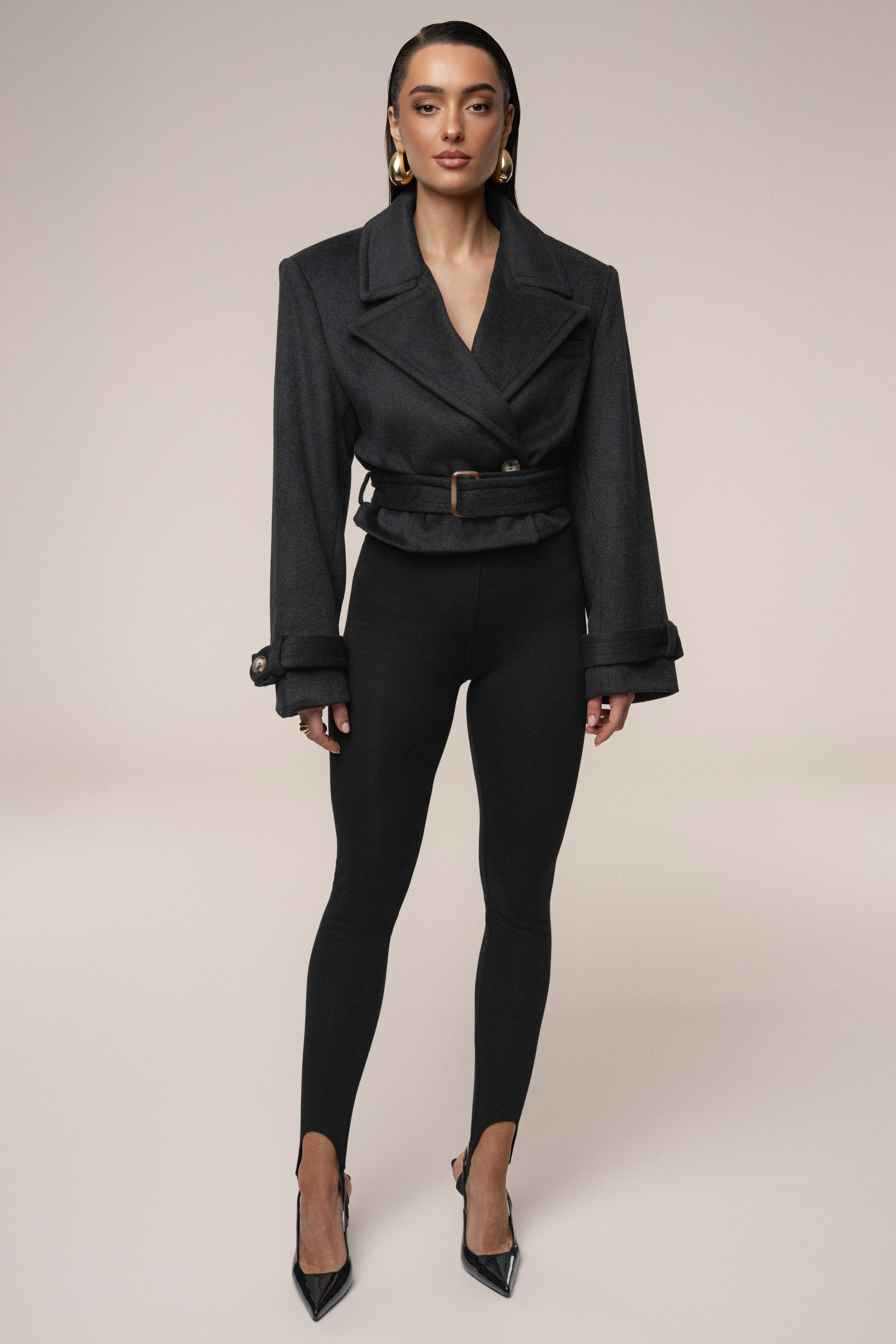 Black Sharp Presence Crop Jacket - JLUXLABEL