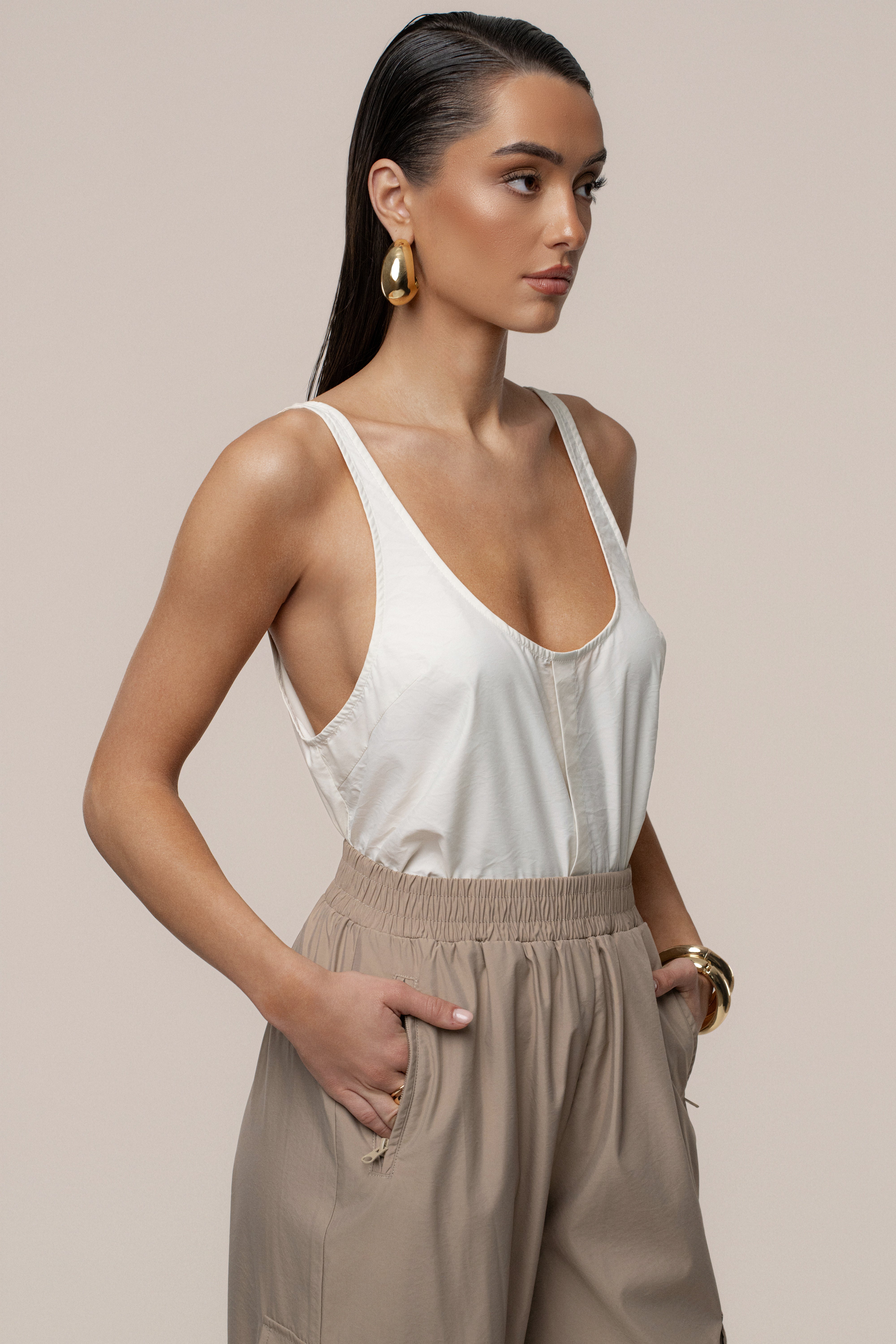 Ivory Active Scoop Neck Top