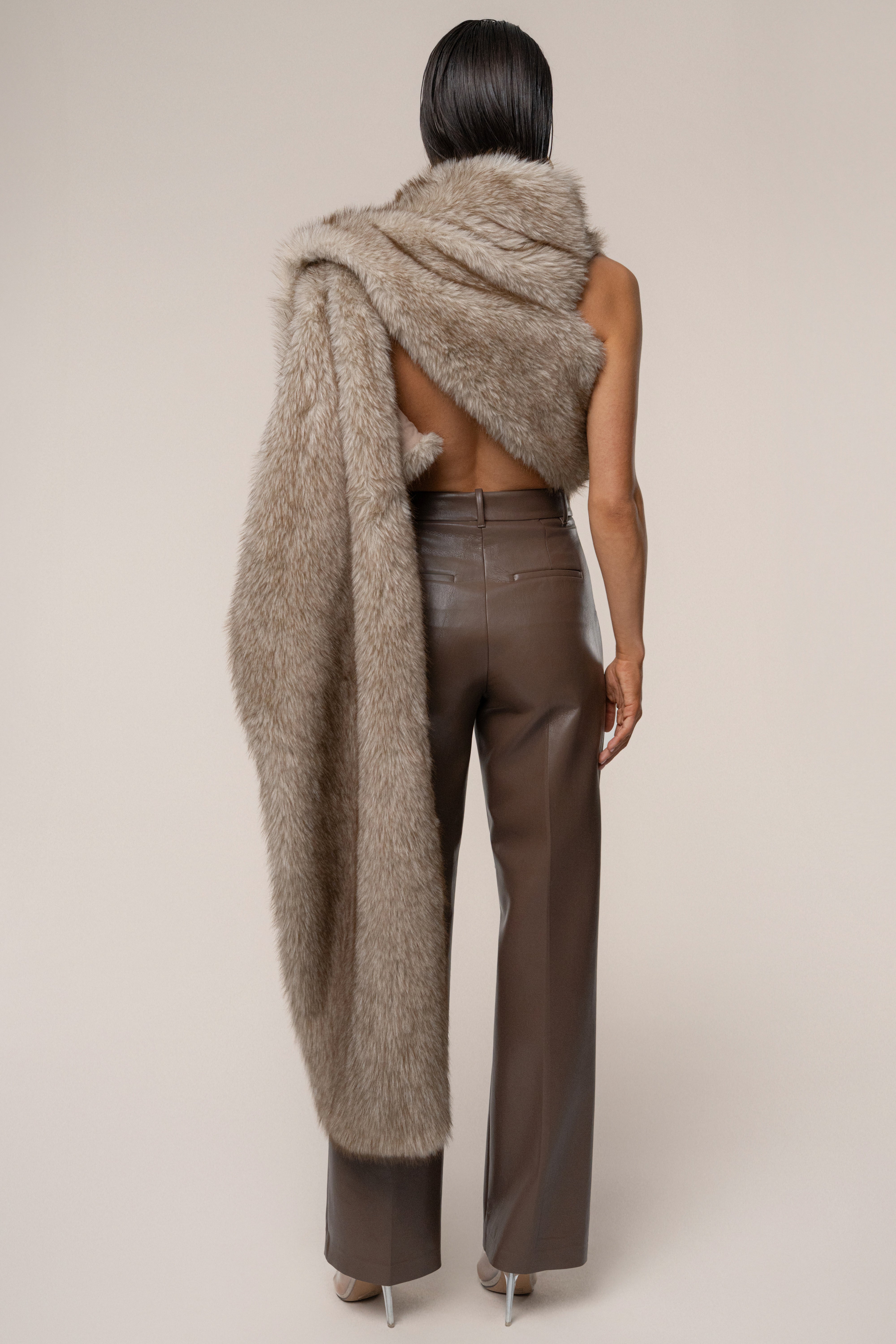 Ivory/Brown Winter Bliss Faux Fur Wrap