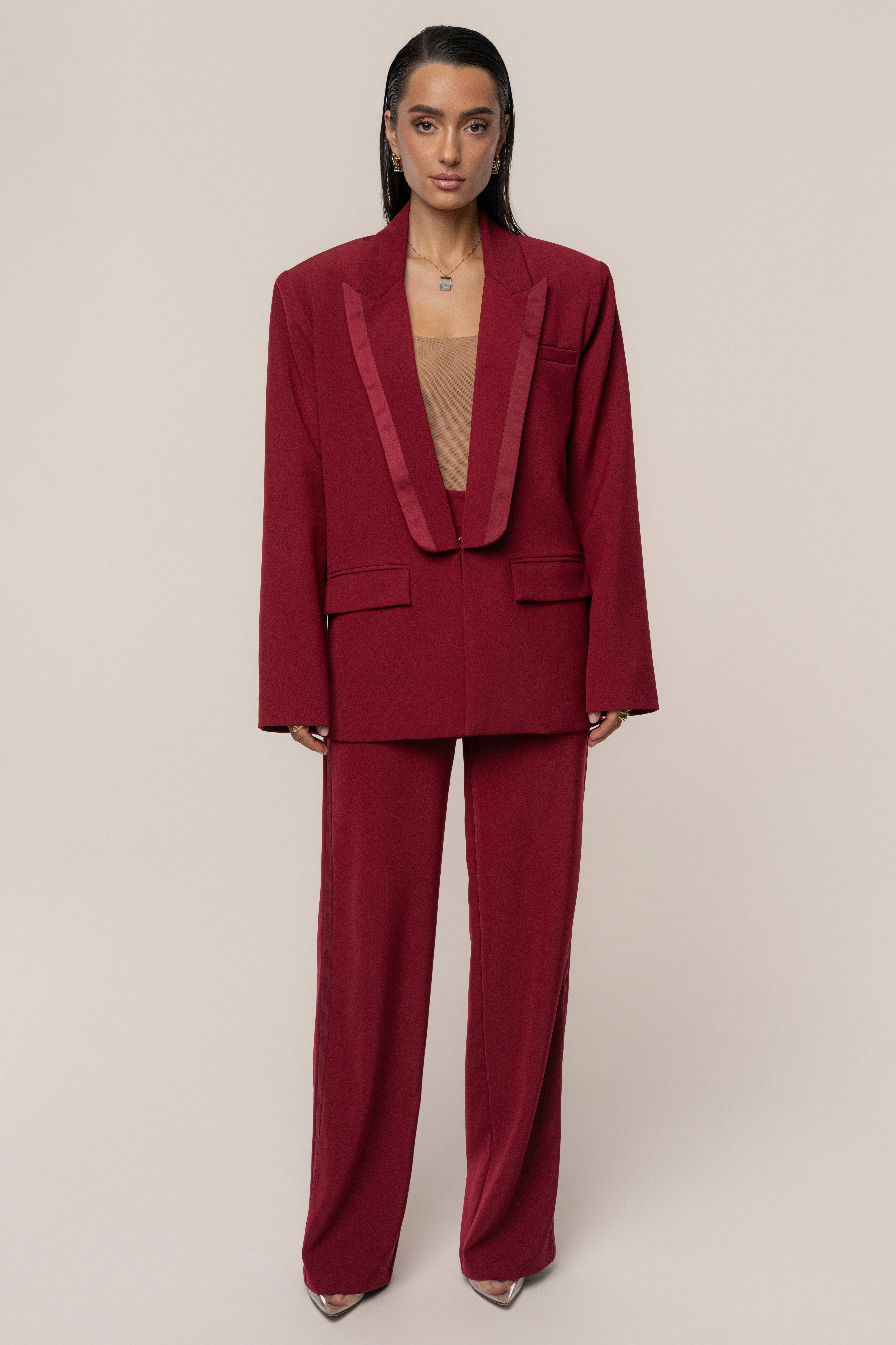 Burgundy Suite Life Woven Blazer