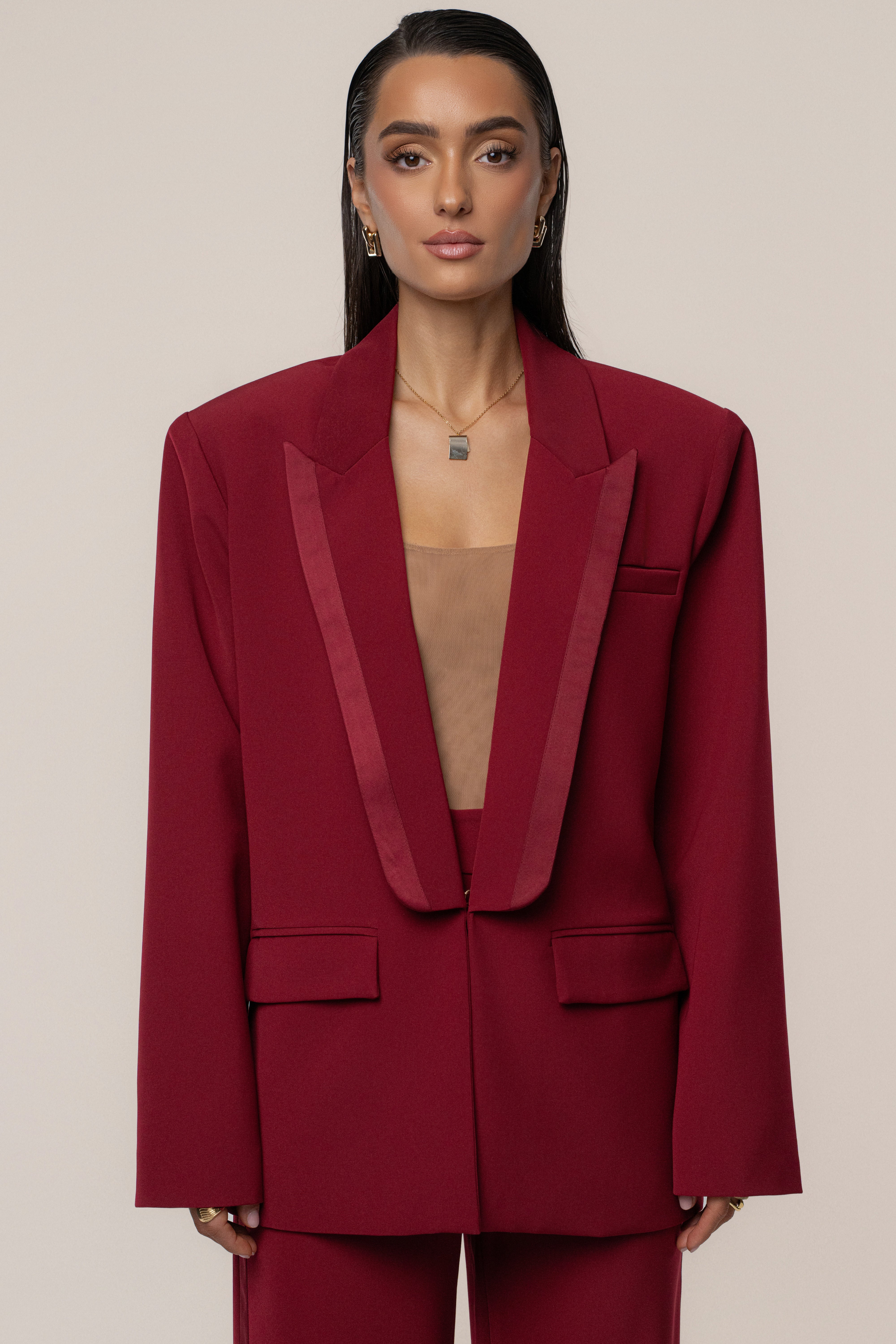 Burgundy Suite Life Woven Blazer