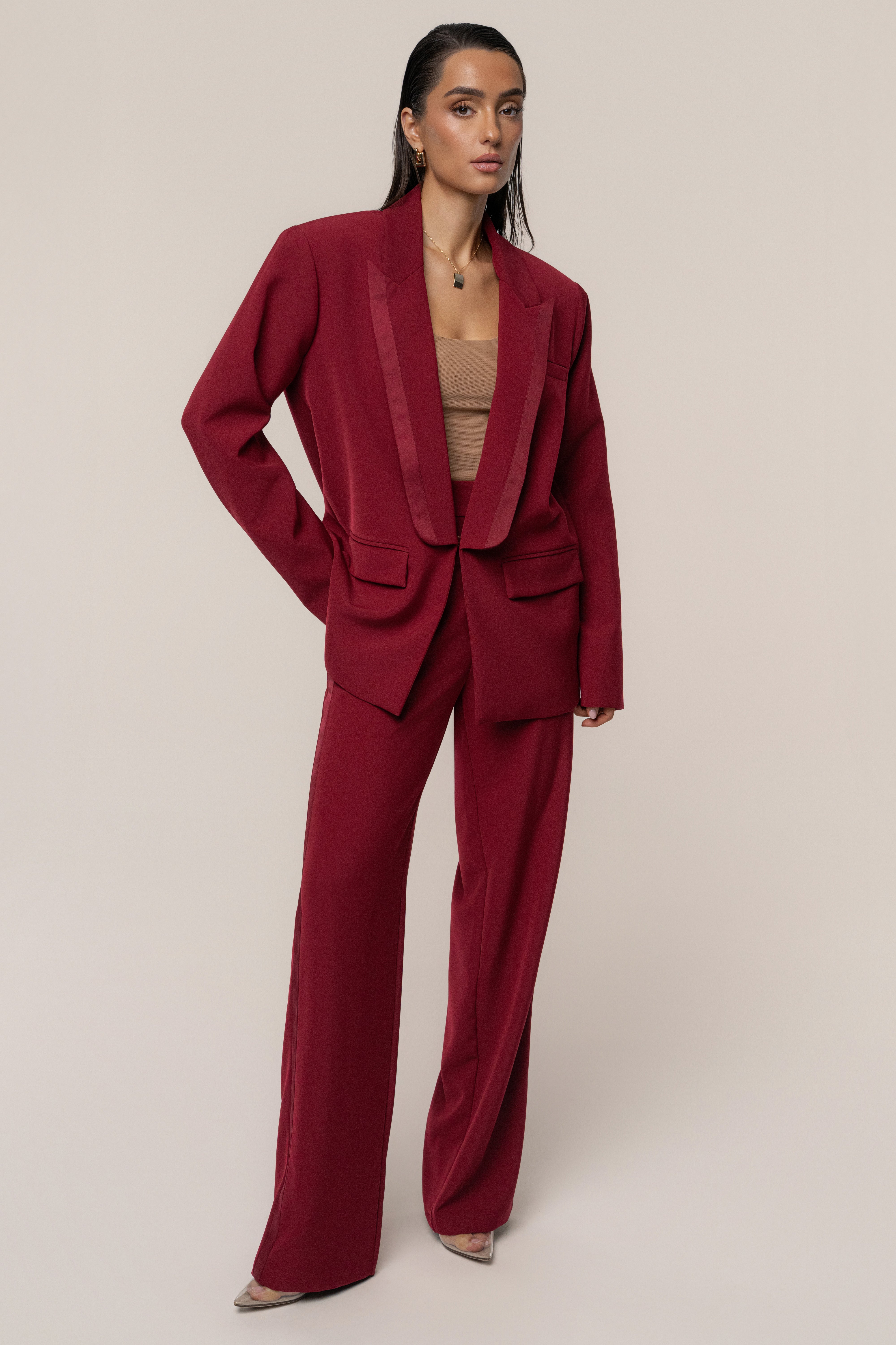 Burgundy Suite Life Woven Blazer